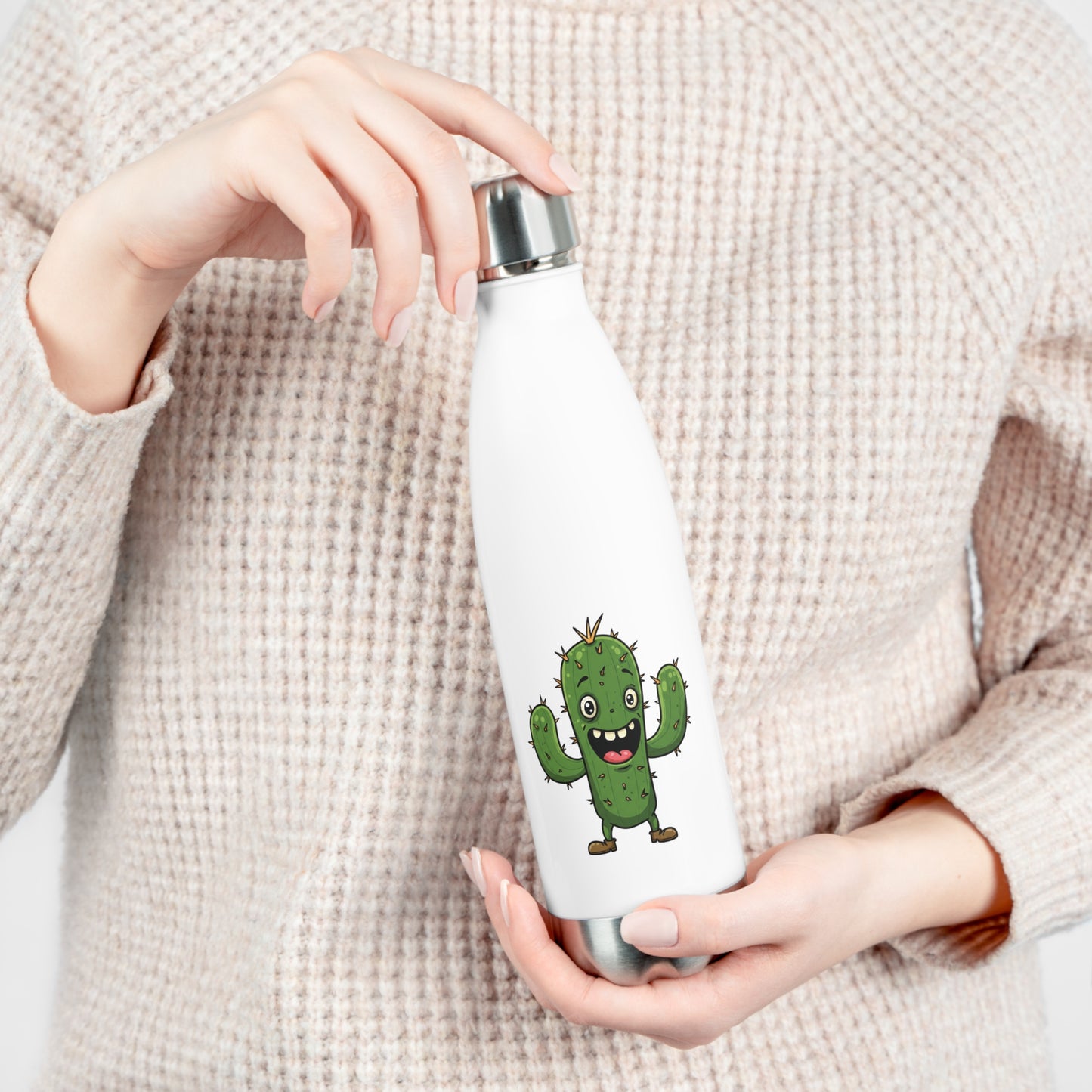 Stay Happy & Hydrated: Joyful Cactus Insulated Water Bottle - Eco-Friendly & Durable