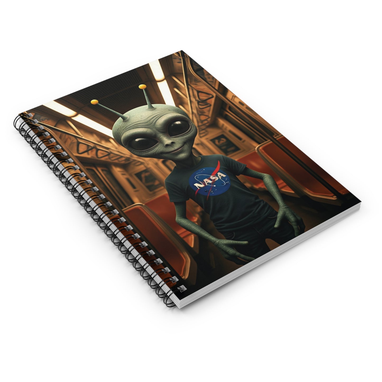 Alien in Subway Spiral Notebook - Your Mysterious Travel Companion for Your Thoughts
