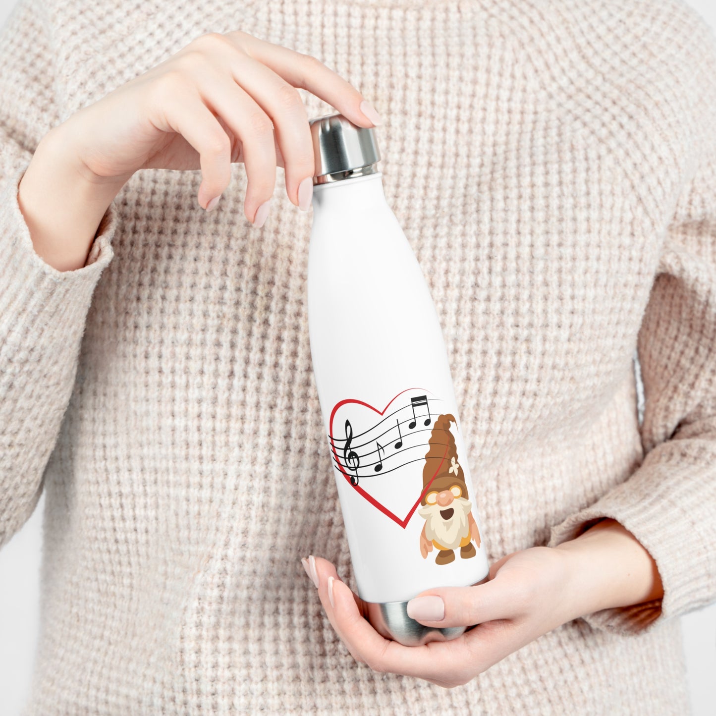 Harmonic Hydration: Heart Gnome Music Insulated Water Bottle!