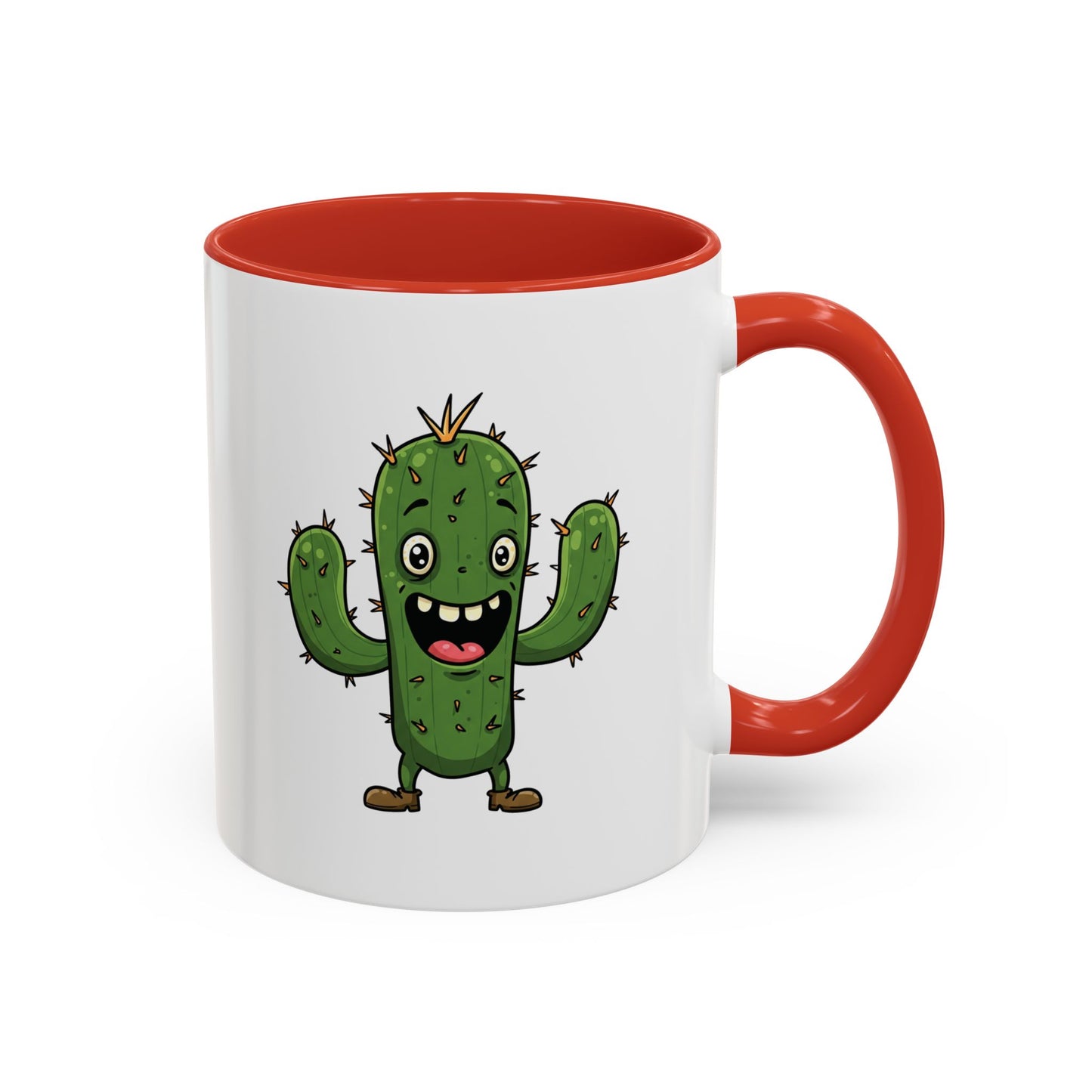 Cactus Mania Joyful Cactus Mug - Happy Ceramic Coffee Cup for Plant Lovers 11oz Red