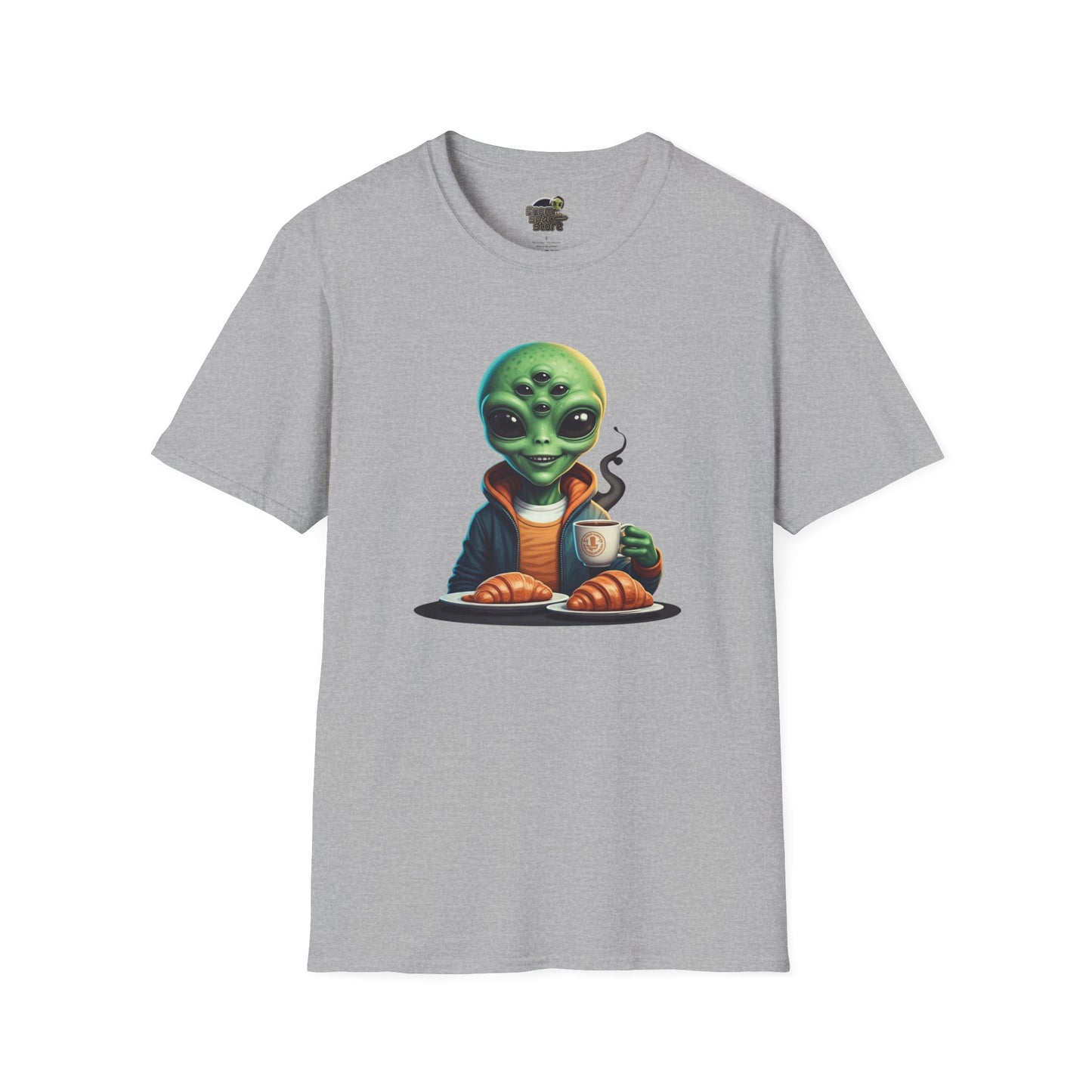sport grey alien making breakfast unisex t-shirt