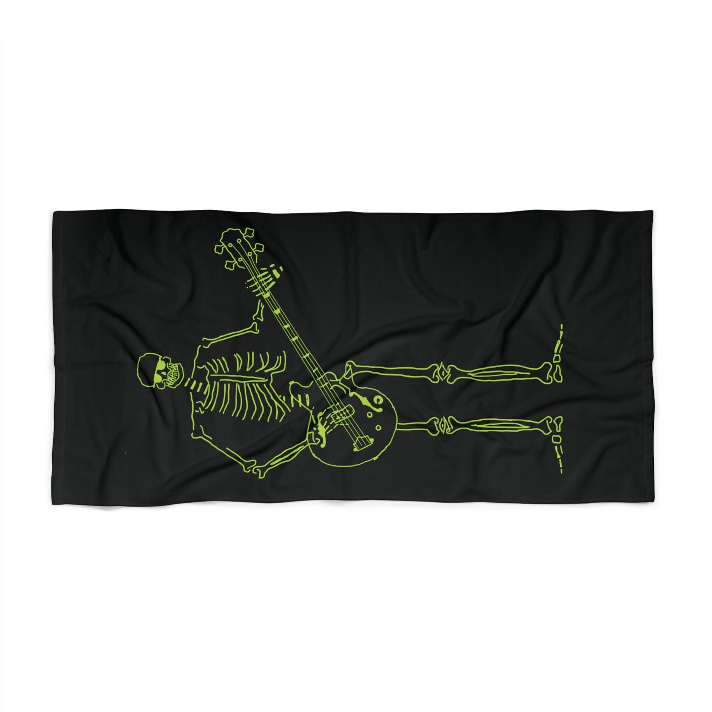 Metal Skeleton Bass Guitar Player Beach Towel - Soft & Absorbent