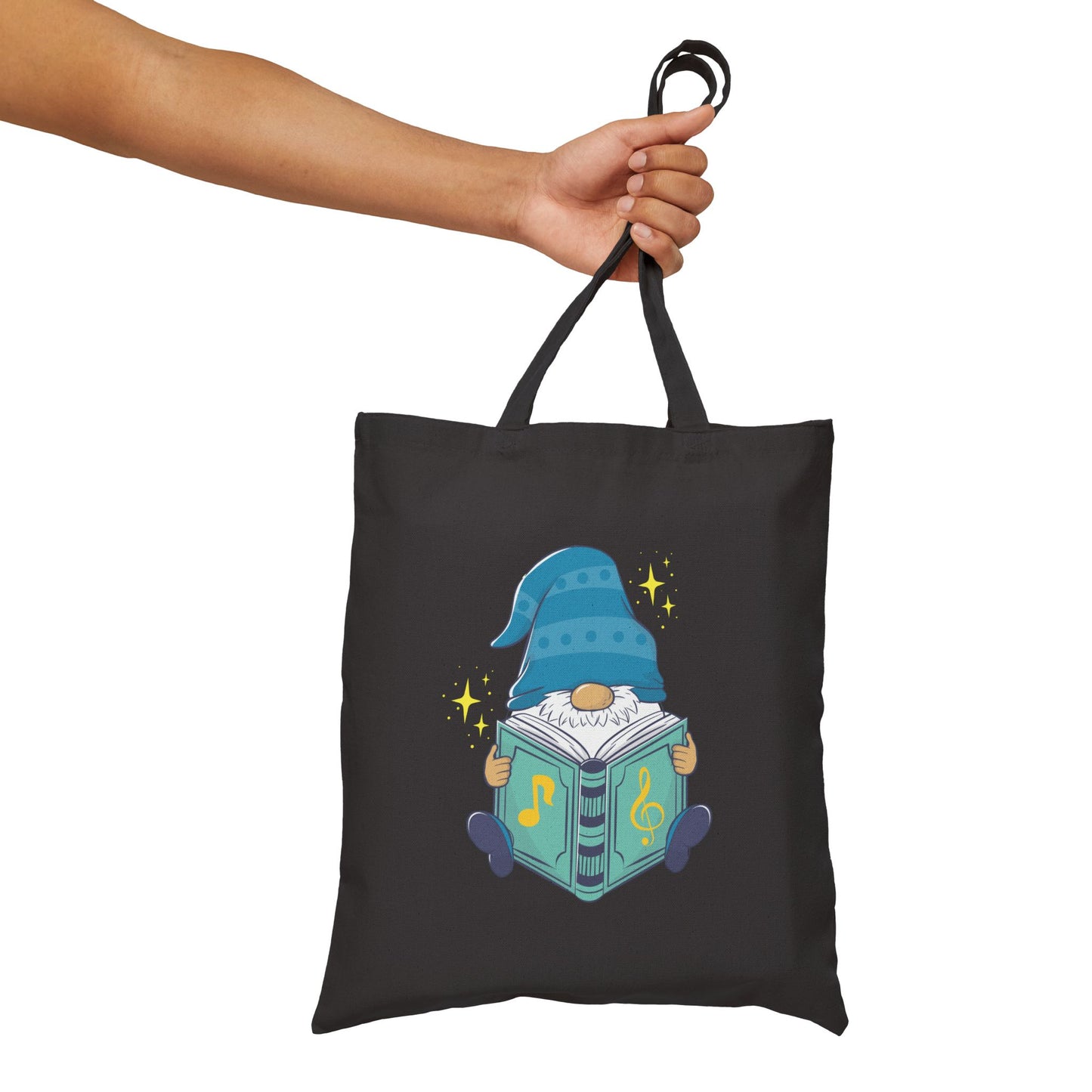 Magical Reading Gnome Tote Bag: Carry Your Stories & Sparkle (Natural & Black Canvas)