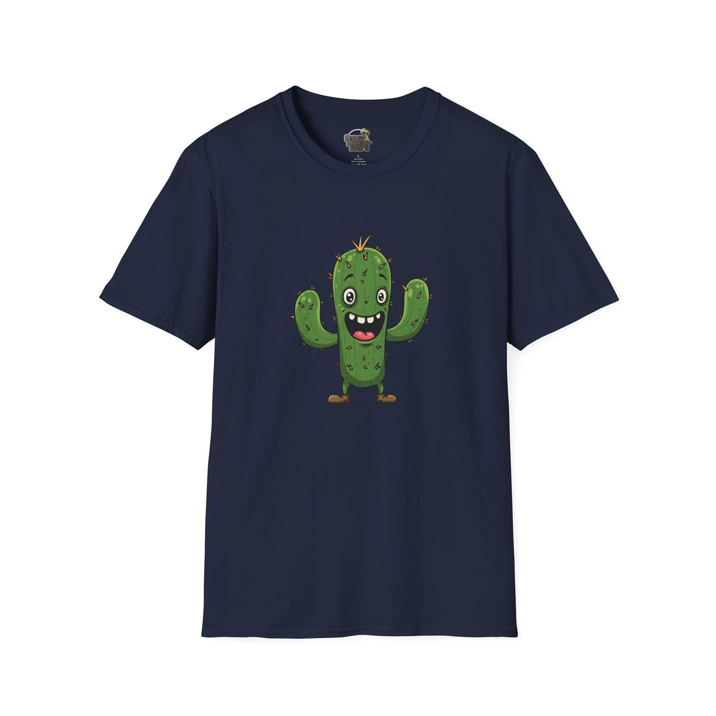 Cactus Mania T-Shirt: Joyful Cactus Tee | Organic Cotton & Stretchy Comfort Navy