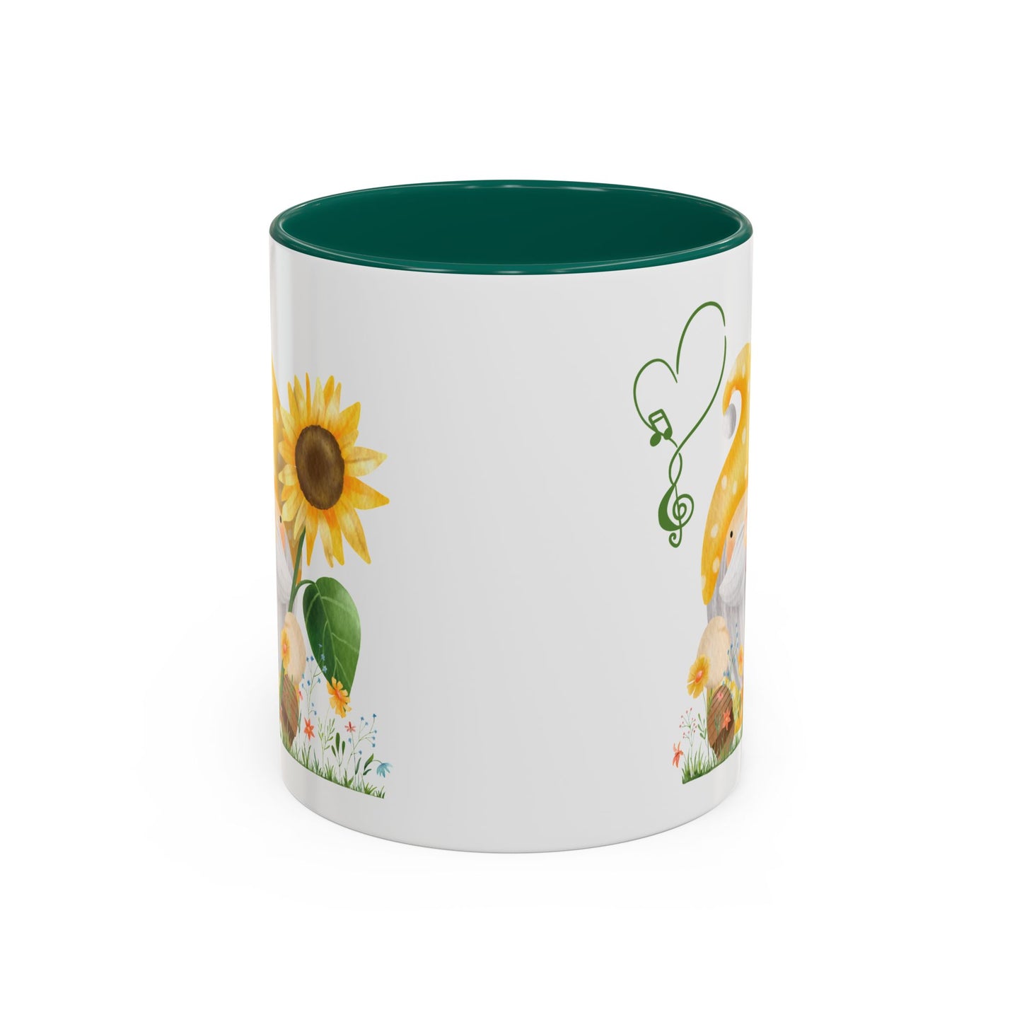 Mystical Gnome & Sunny Sunflower Mug - Your Garden's Secret Charm | Ceramic Coffee & Tea Cup (11oz/15oz) 11oz Green