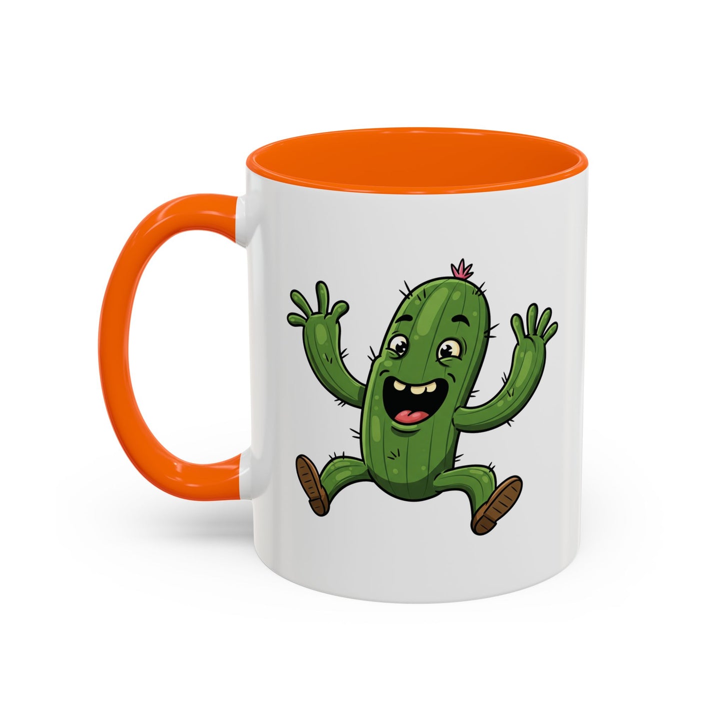 Cactus Mania Happy Jumping Cactus Mug - Cheerful Ceramic Coffee Cup