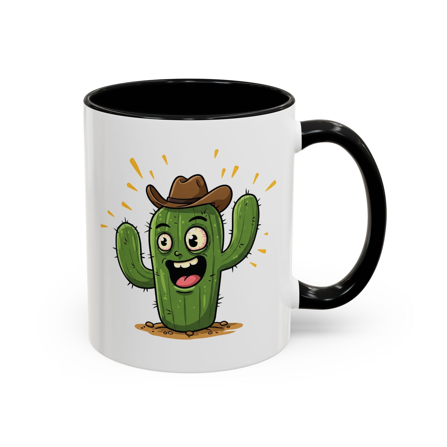 Cactus Mania Cowboy Cactus Mug - Fun & Durable Ceramic Cup for Cactus Lovers 11oz Black