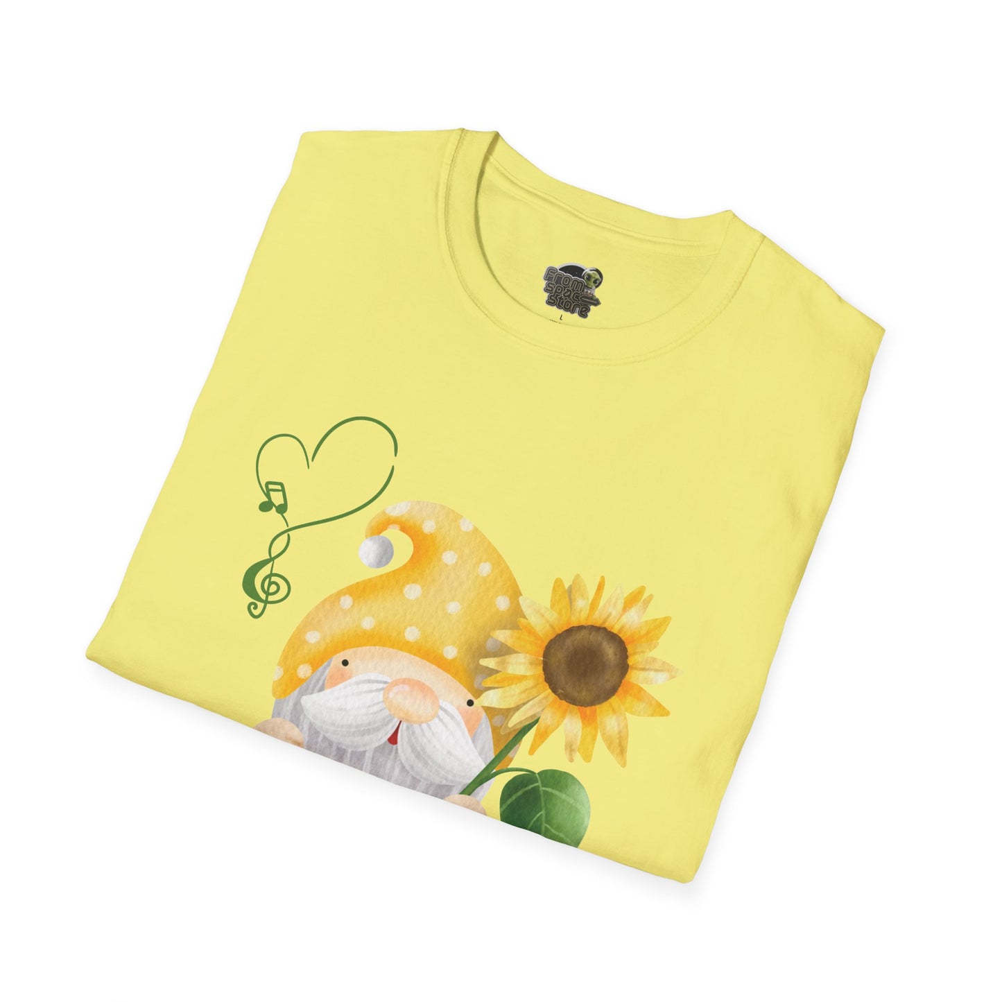 Gnome with Sunflower Unisex T-Shirt: Sunshine, Smiles & Secret Songs