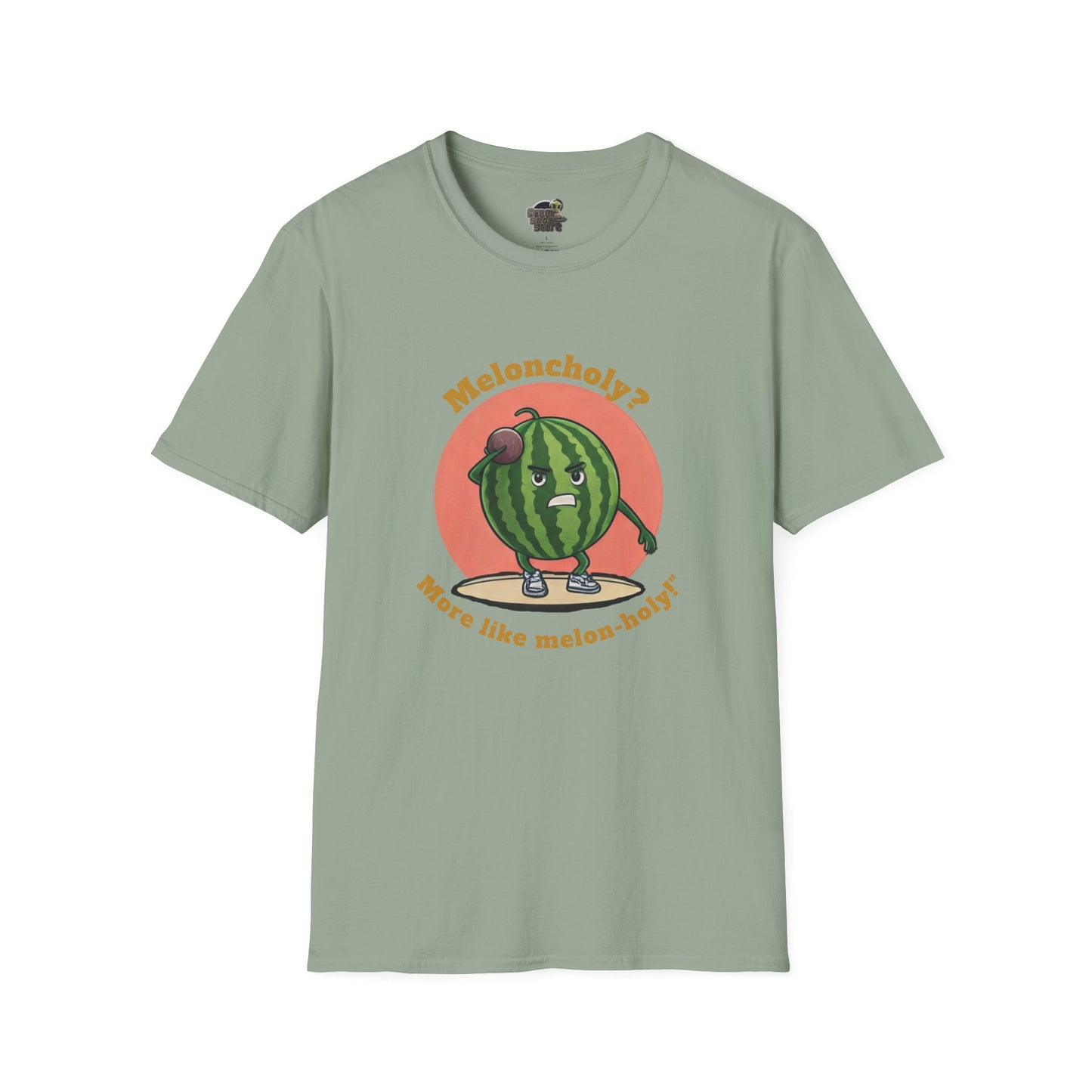Melon-Holy t-shirt: Funny Watermelon Shot Put Tee Sage