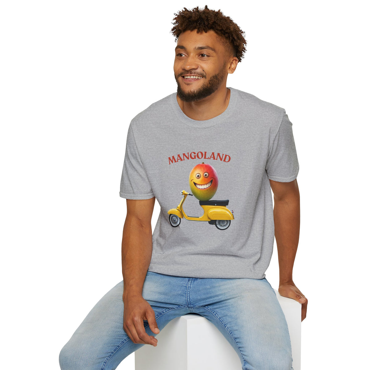 Mangoland t-shirt: Funny Mango Riding Vespa Tee