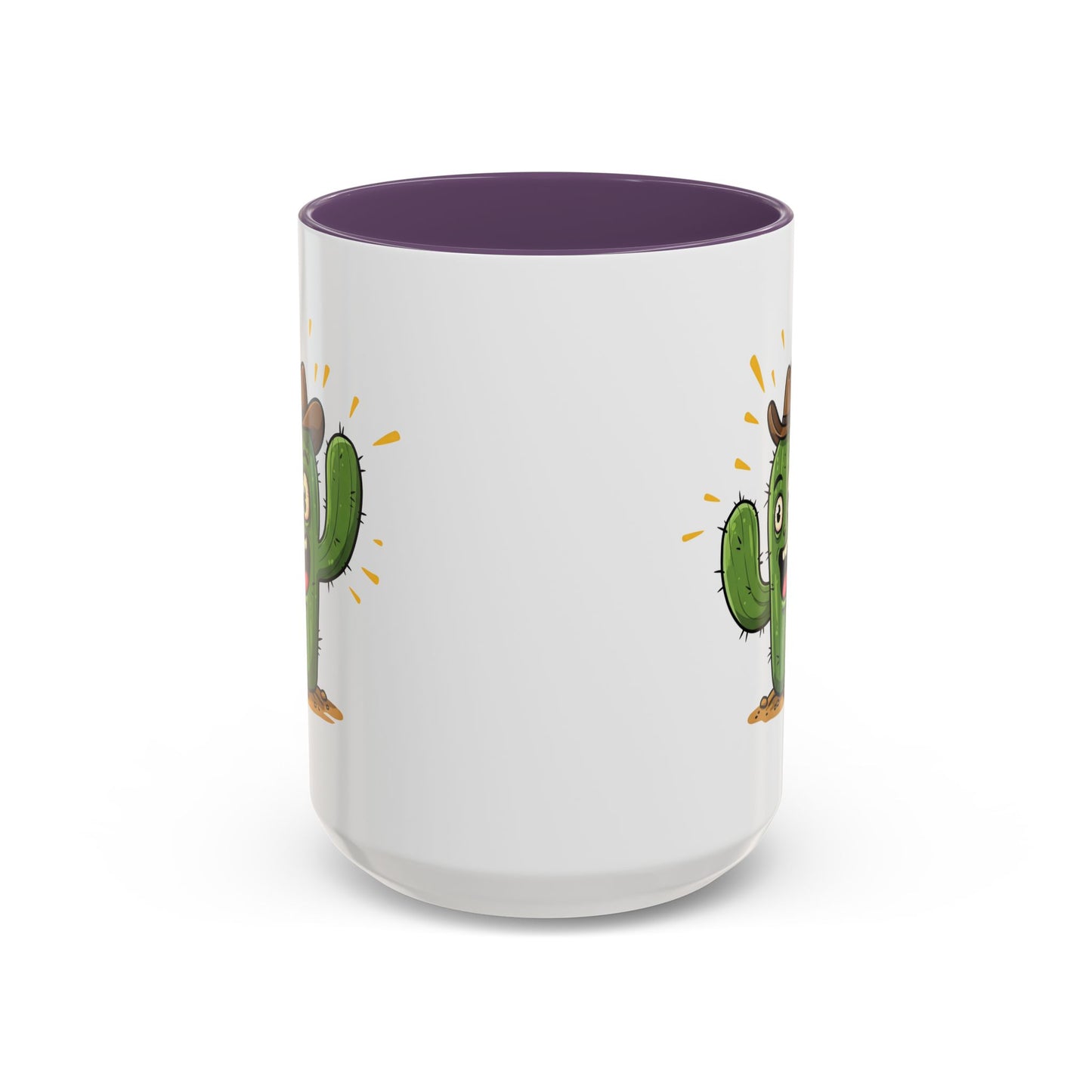 Cactus Mania Cowboy Cactus Mug - Fun & Durable Ceramic Cup for Cactus Lovers 15oz Purple