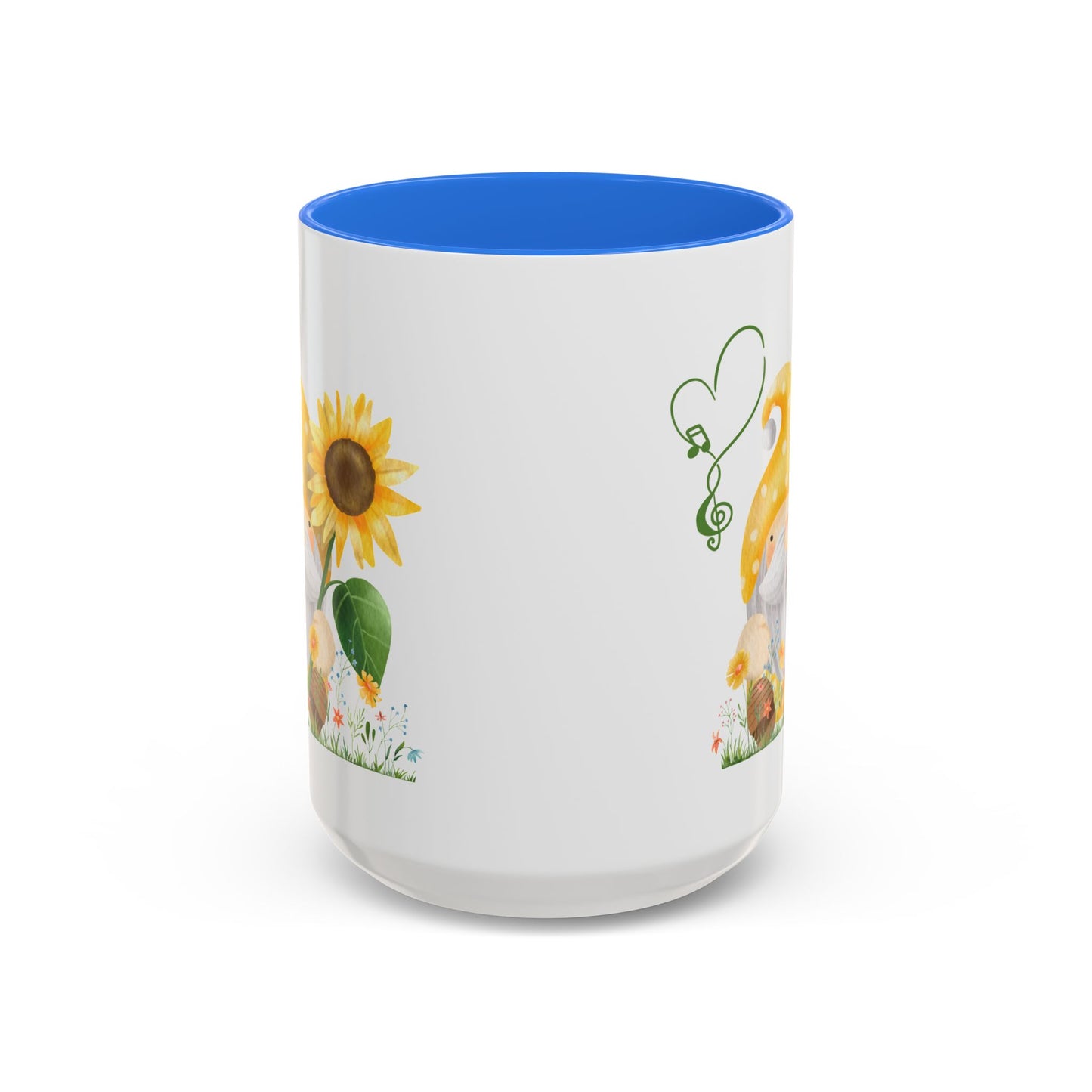 Mystical Gnome & Sunny Sunflower Mug - Your Garden's Secret Charm | Ceramic Coffee & Tea Cup (11oz/15oz) 15oz Cambridge Blue