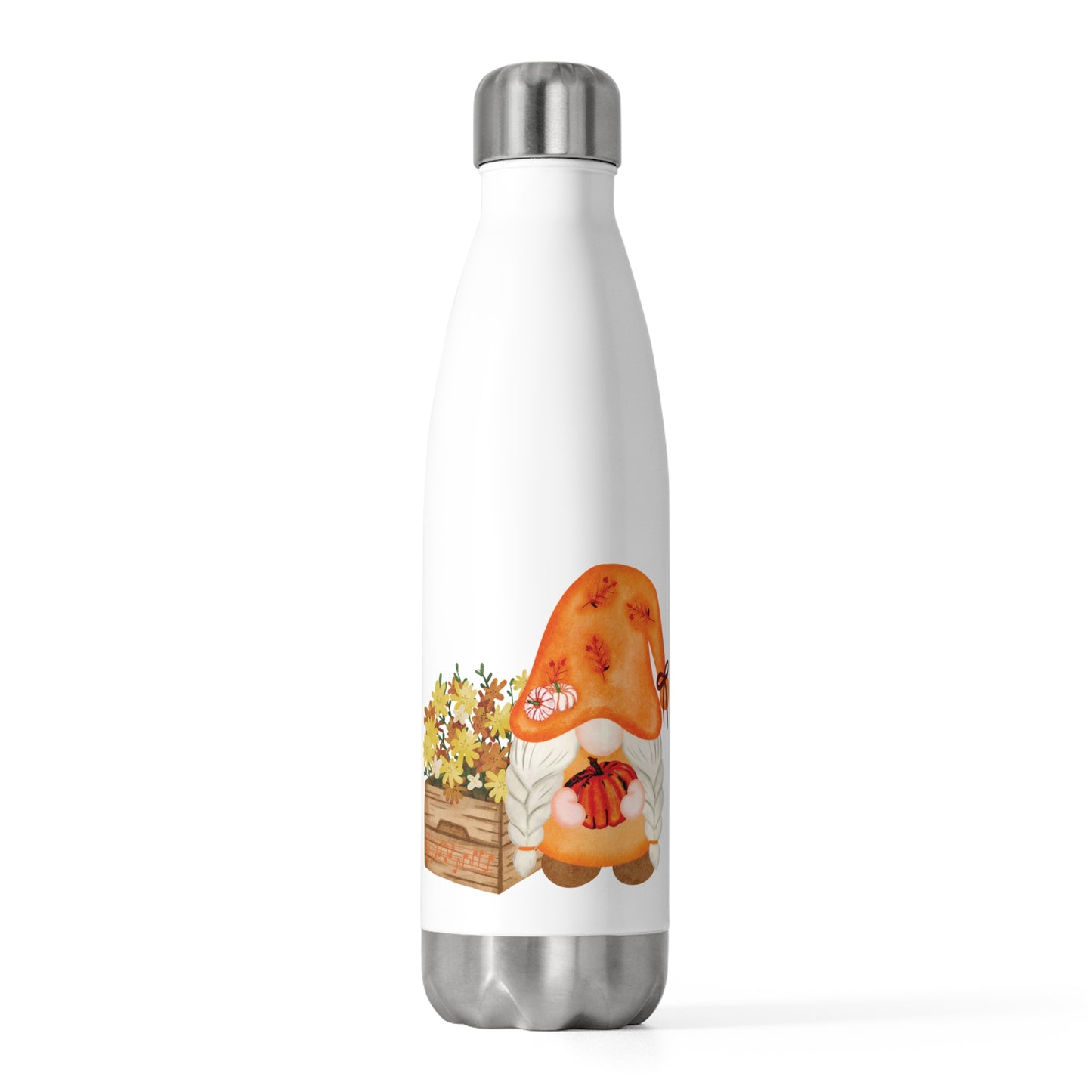 Autumn Charm: Gnome with Flower Pot Insulated Water Bottle!