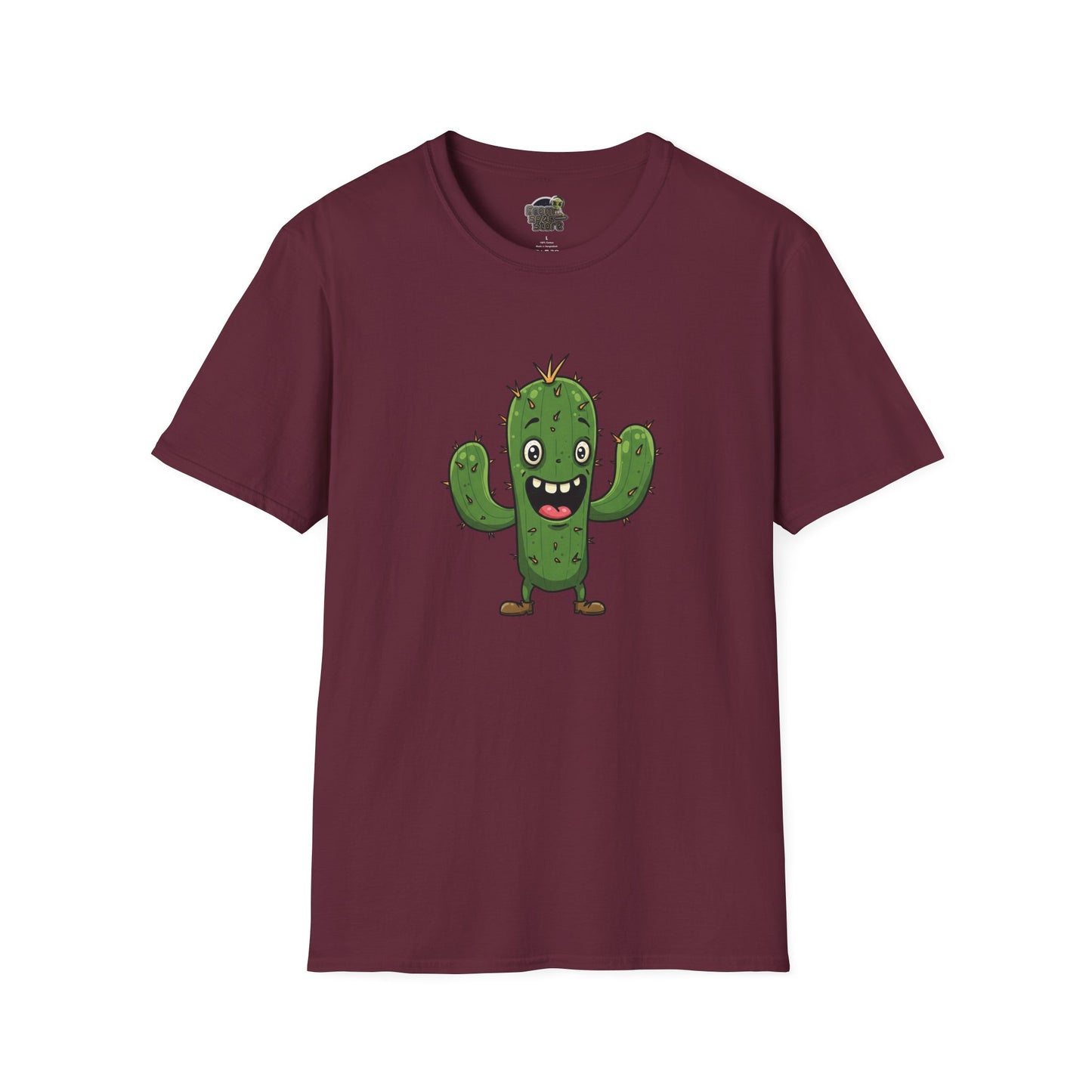Cactus Mania T-Shirt: Joyful Cactus Tee | Organic Cotton & Stretchy Comfort Maroon