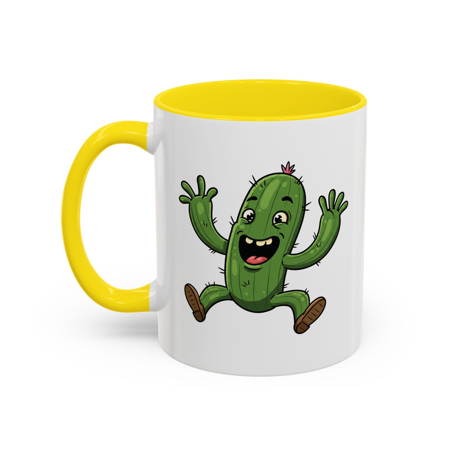 Cactus Mania Happy Jumping Cactus Mug - Cheerful Ceramic Coffee Cup