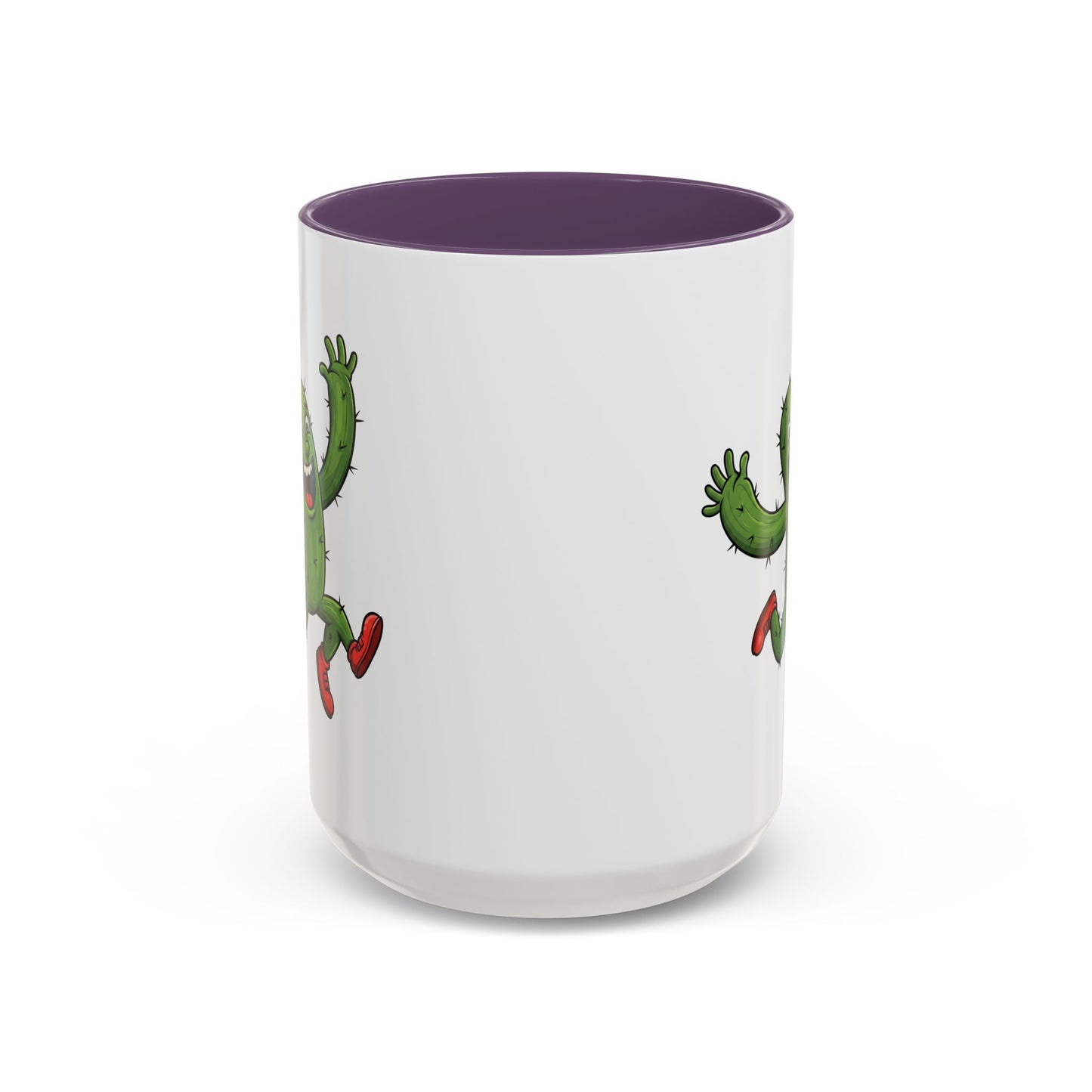 Cactus Mania Running Cactus Mug - Fun & Eco-Friendly Ceramic Coffee Cup 15oz Purple