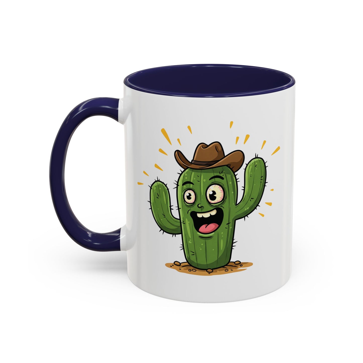 Cactus Mania Cowboy Cactus Mug - Fun & Durable Ceramic Cup for Cactus Lovers 11oz Navy