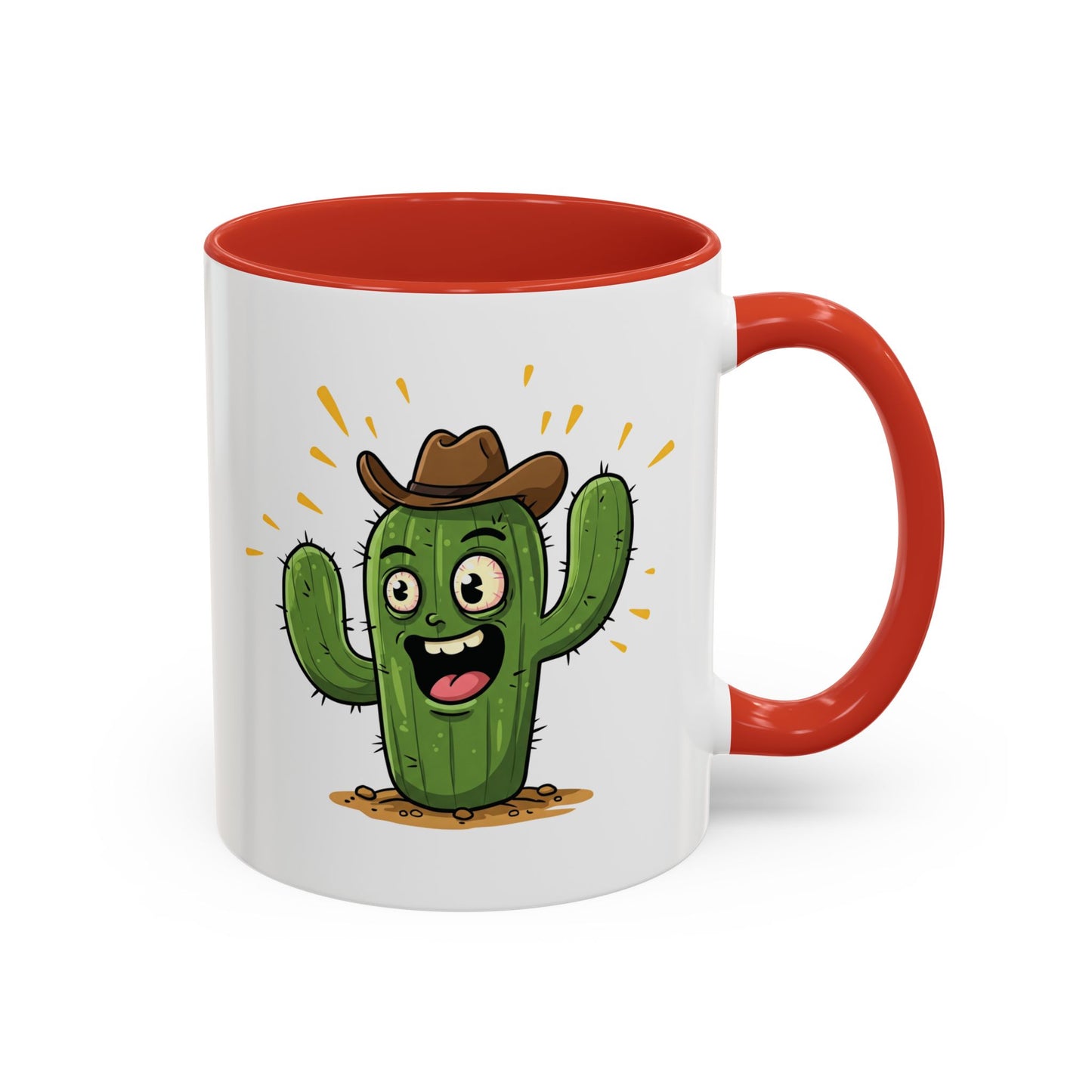 Cactus Mania Cowboy Cactus Mug - Fun & Durable Ceramic Cup for Cactus Lovers 11oz Red