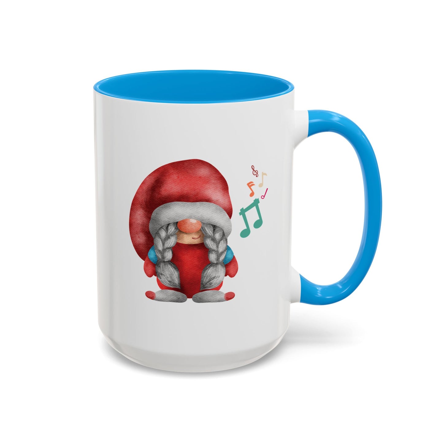 Cute Gnome Mug - Red & White - Perfect Holiday Gift idea 15oz Light Blue