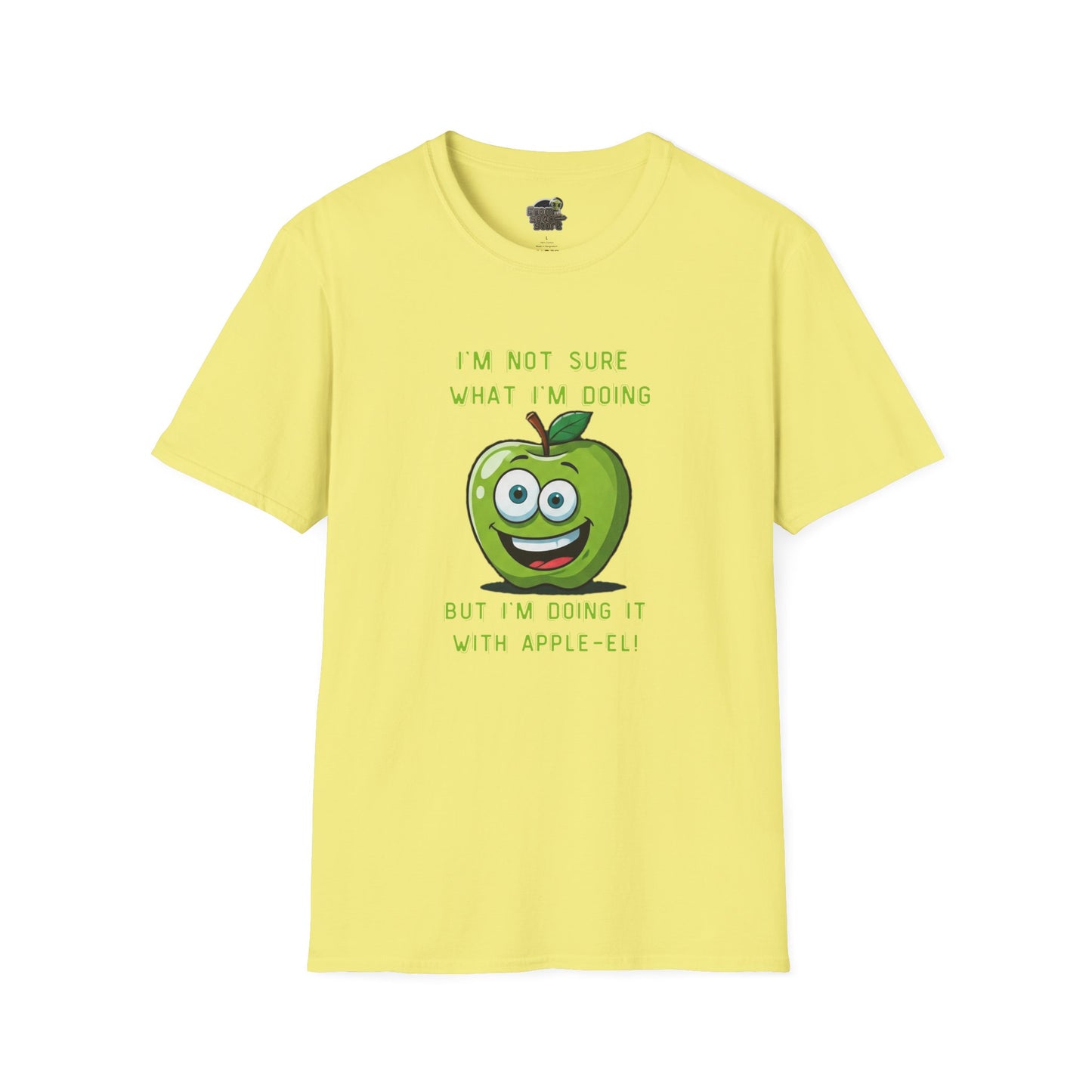 Apple-El t-shirt: Funny Smiling Apple Positive Tee Cornsilk
