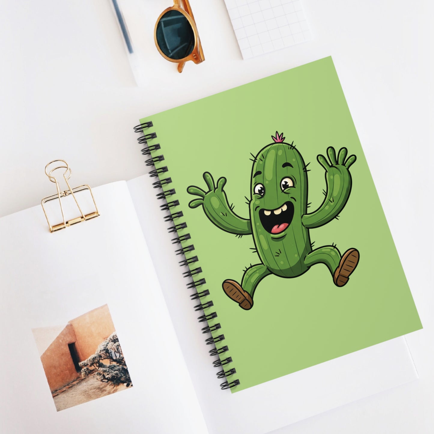 Jumping Cactus Spiral Notebook | Funny Kawaii Plant Journal & Unique Succulent Gift