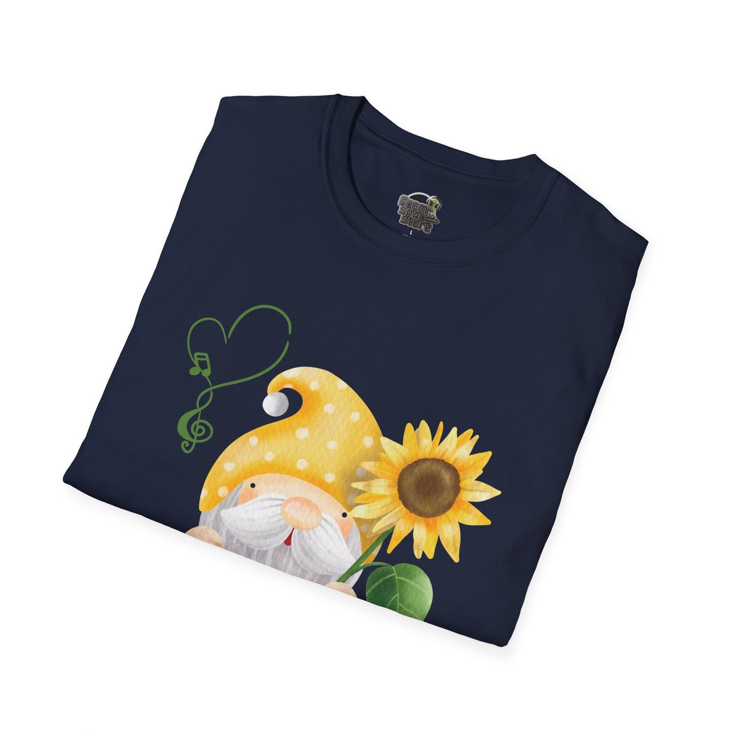 Gnome with Sunflower Unisex T-Shirt: Sunshine, Smiles & Secret Songs