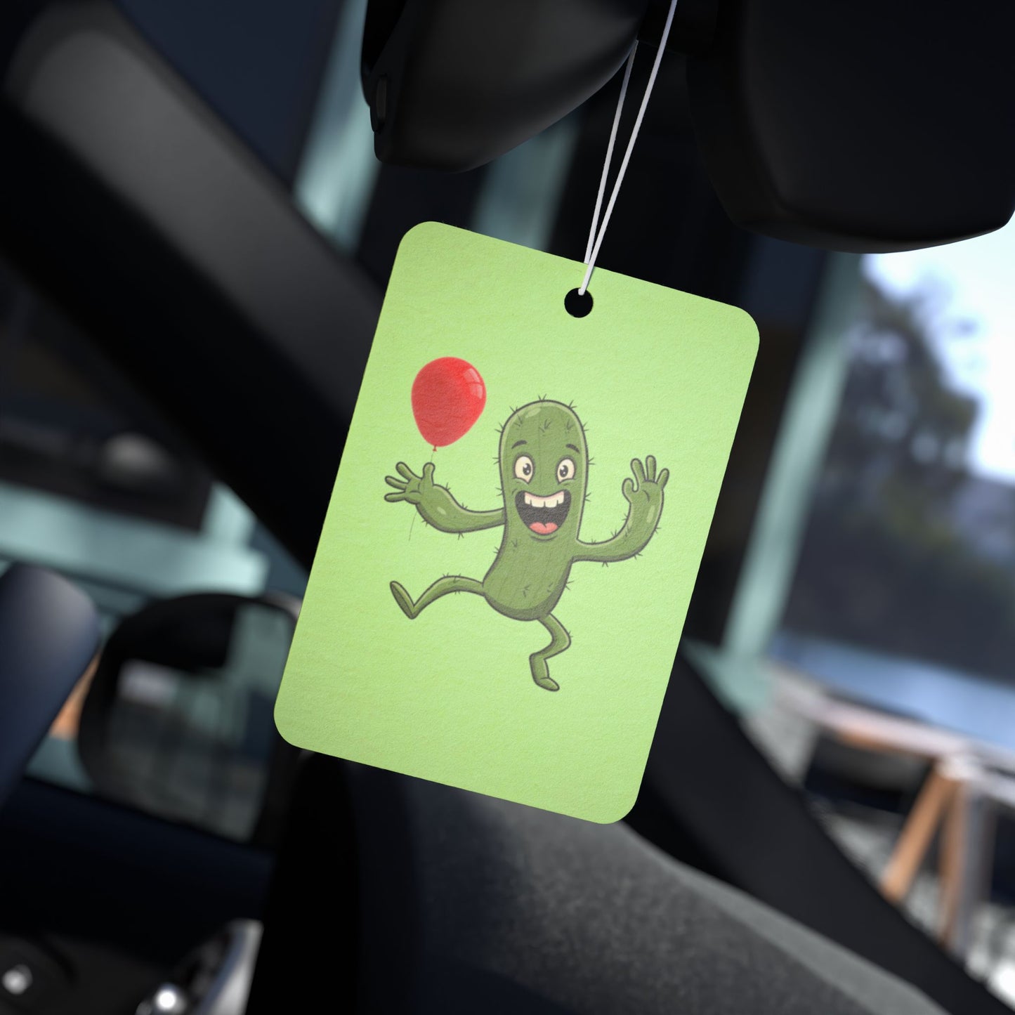 Cactus with red balloon Car Air Freshener - Power Car Freshener: Fresh Scent, Long-Lasting Fragrance, Funny Design