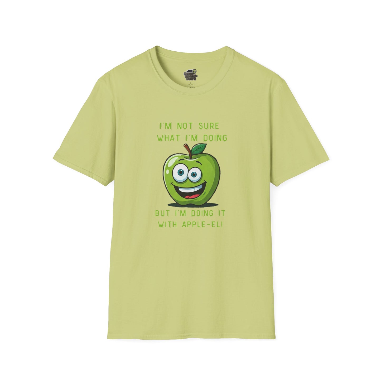 Apple-El t-shirt: Funny Smiling Apple Positive Tee Pistachio