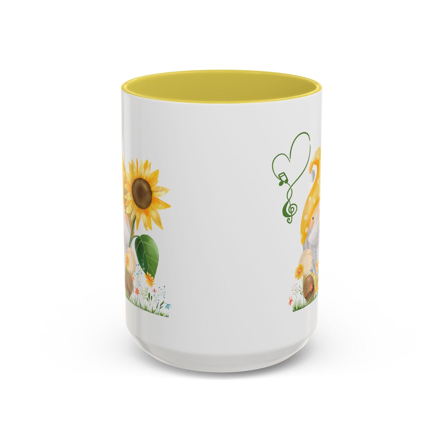 Mystical Gnome & Sunny Sunflower Mug - Your Garden's Secret Charm | Ceramic Coffee & Tea Cup (11oz/15oz) 15oz Yellow