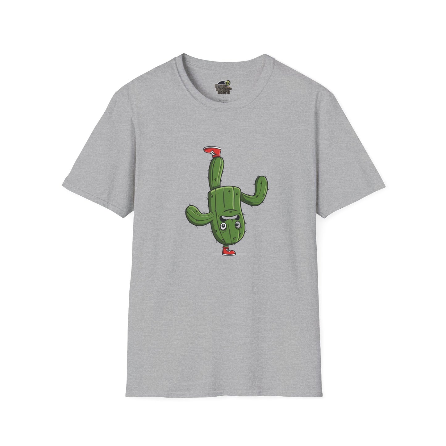 Upside-Down Cactus T-Shirt: Fun & Quirky Organic Cotton Tee | Cactus Mania Collection Sport Grey