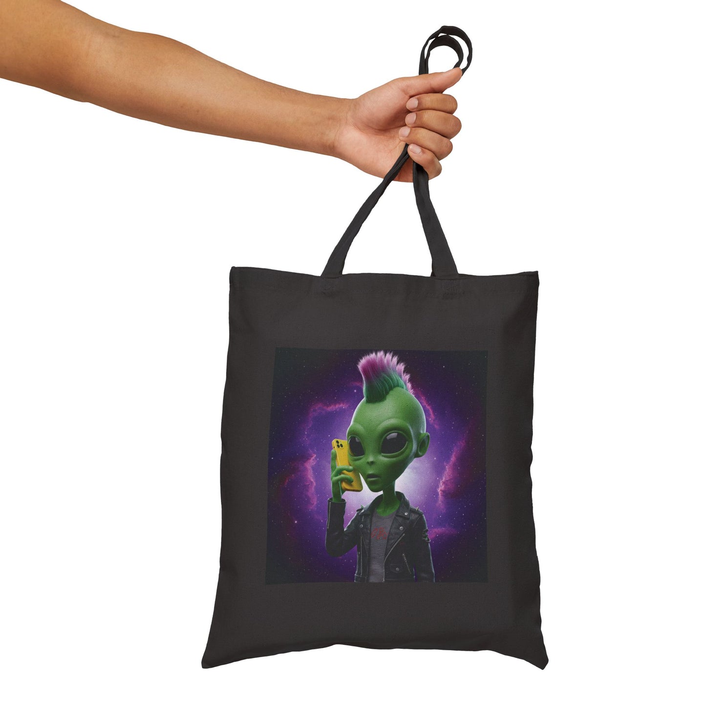 Techy Alien Punk Tote Bag | Stay Connected with Style!