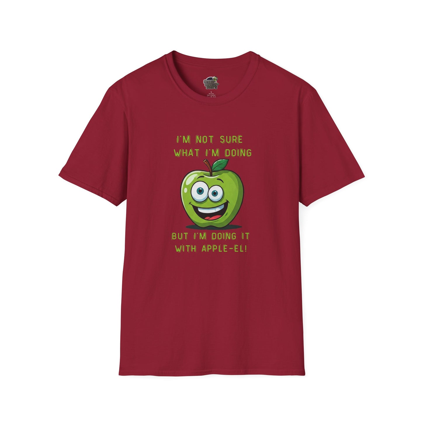 Apple-El t-shirt: Funny Smiling Apple Positive Tee Cardinal Red