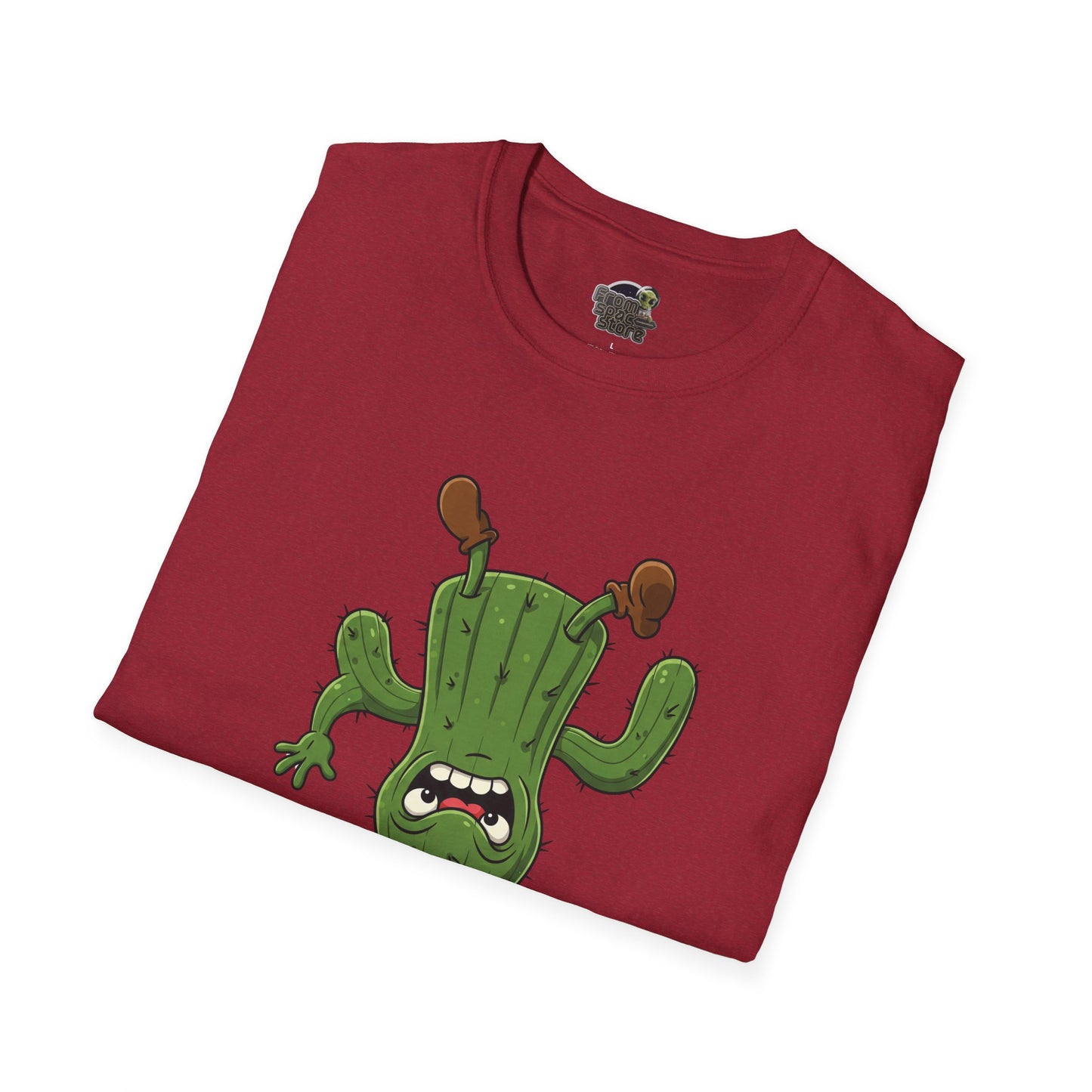 Shocked Cactus T-Shirt: Funky Upside-Down Cactus Tee | Organic Cotton Unisex Graphic Shirt