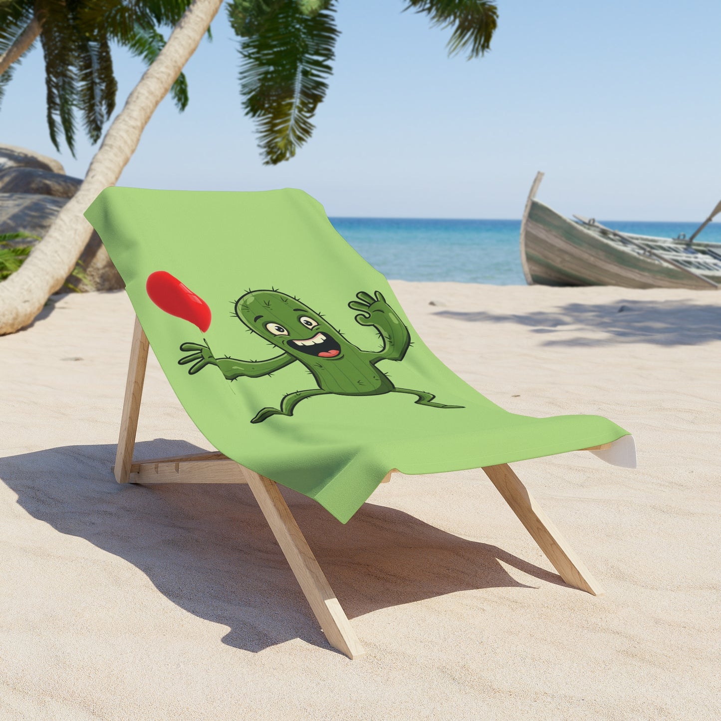 "Cactus with Balloon" Beach Towel: Fun, Soft, and Unique for Everyone!