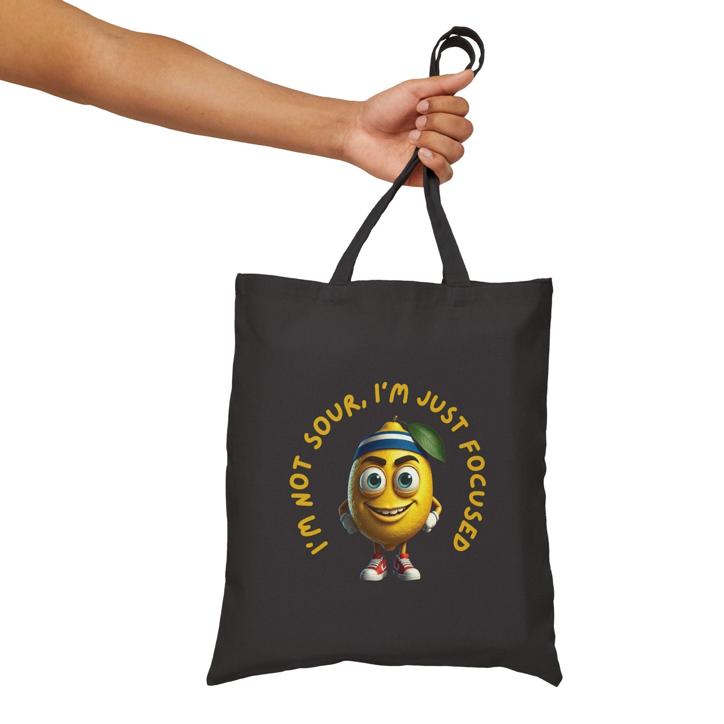 Focused Lemon Tote Bag: Funny Running Fruit Gym & Shopping Bag
