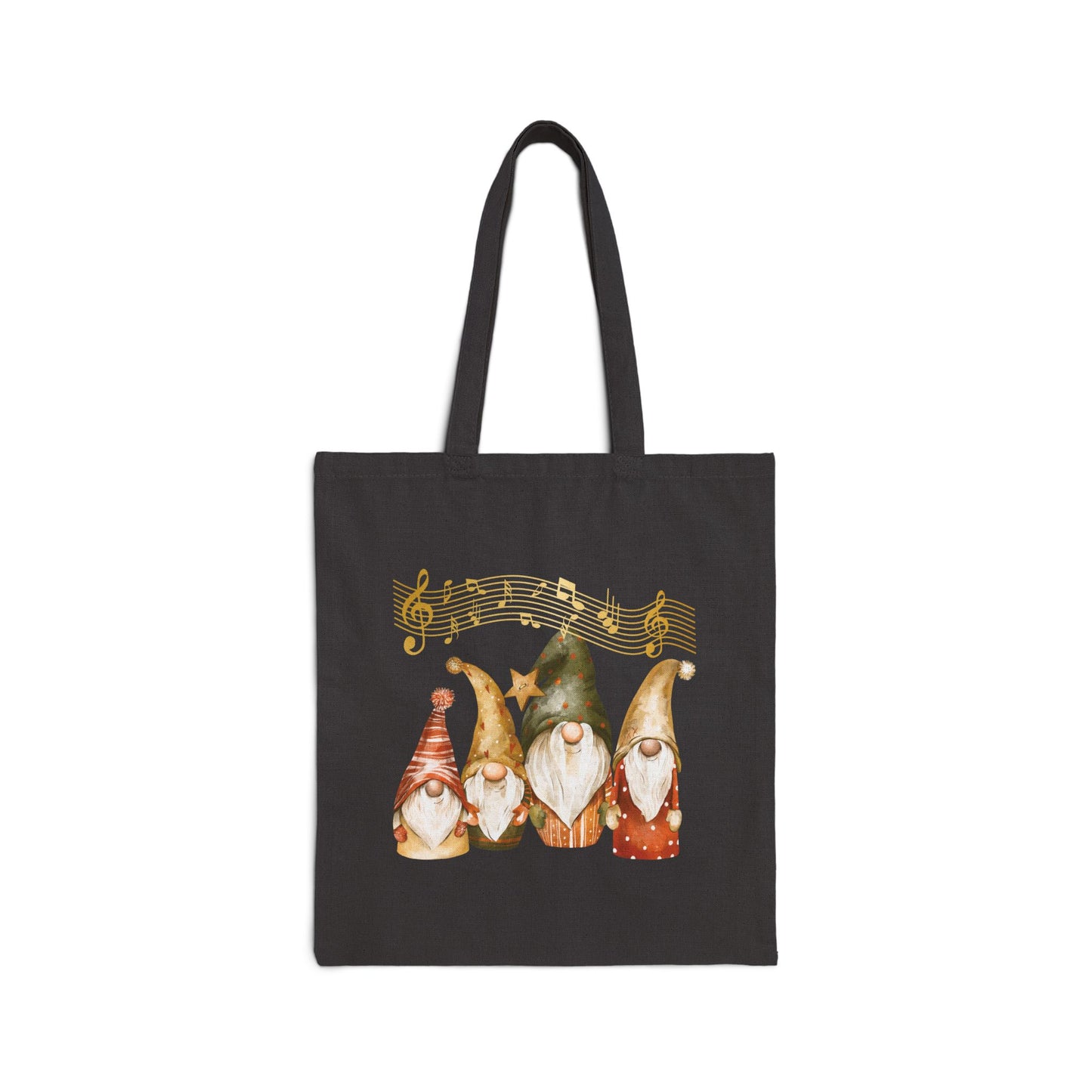 Enchanted Four Gnomes Tote Bag: Carry Your Holiday Cheer & Melodies (Natural & Black Canvas)