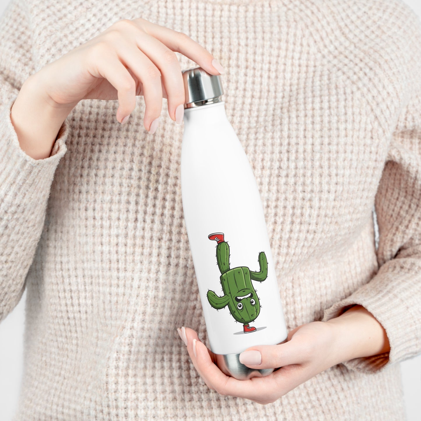 Upside Down Cactus Water Bottle - Stylish & Eco-Friendly 20oz Insulated Stainless Steel