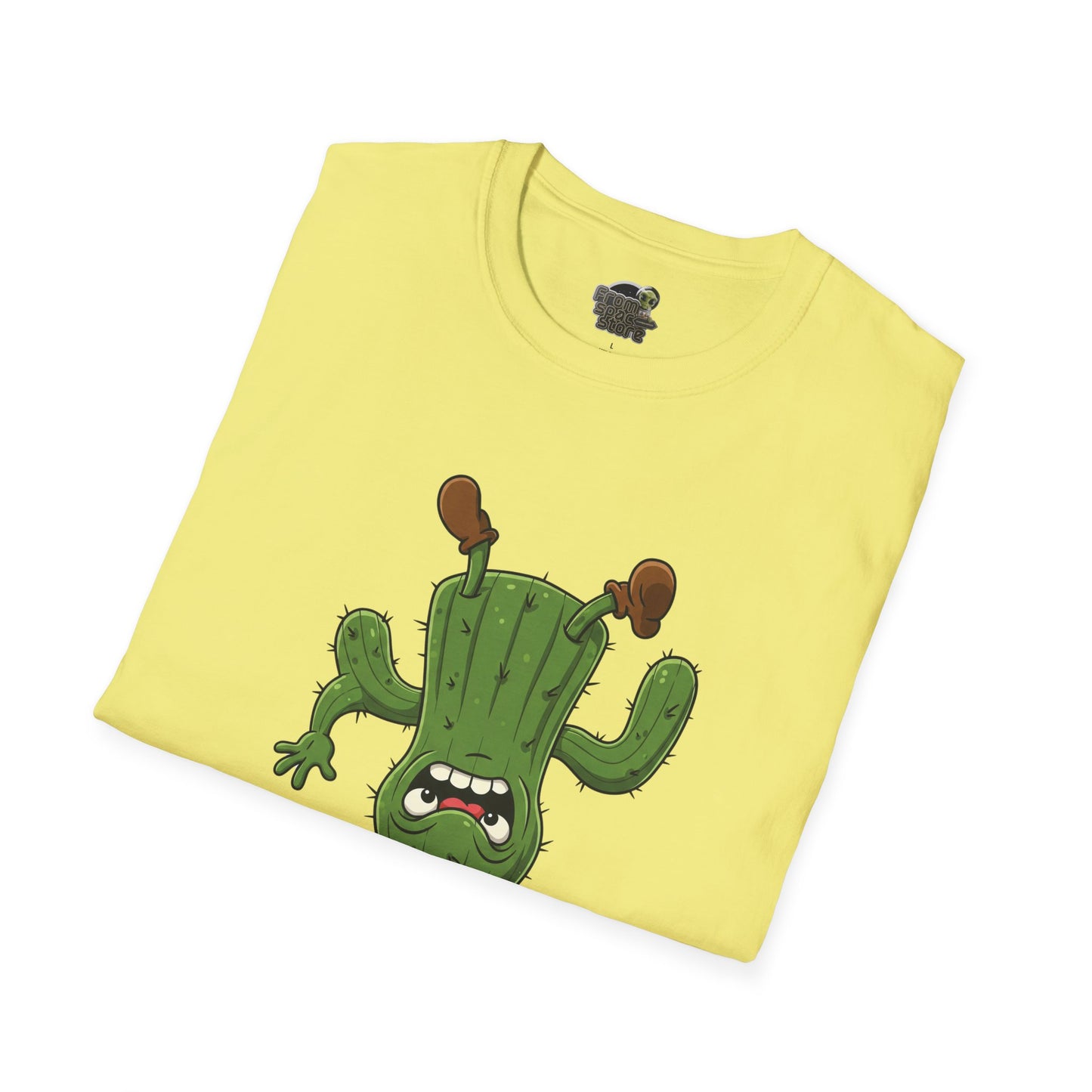 Shocked Cactus T-Shirt: Funky Upside-Down Cactus Tee | Organic Cotton Unisex Graphic Shirt