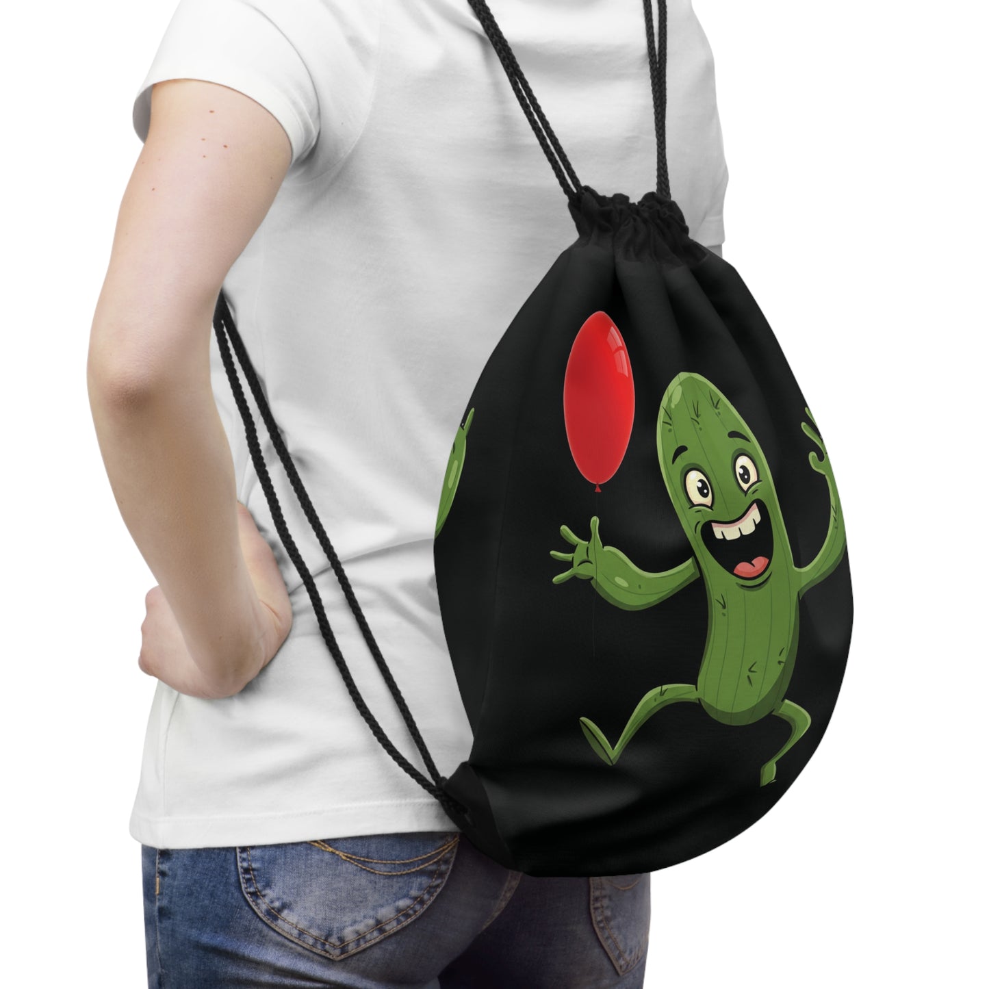 Cactus with Balloon" Drawstring Bag - Fun & Eco-Friendly Backpack for Everyone