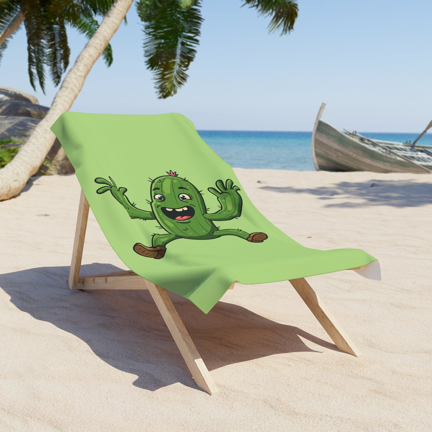 "Happy Jumping Cactus" Beach Towel: Fun, Soft & Eco-Friendly for Your Adventures!