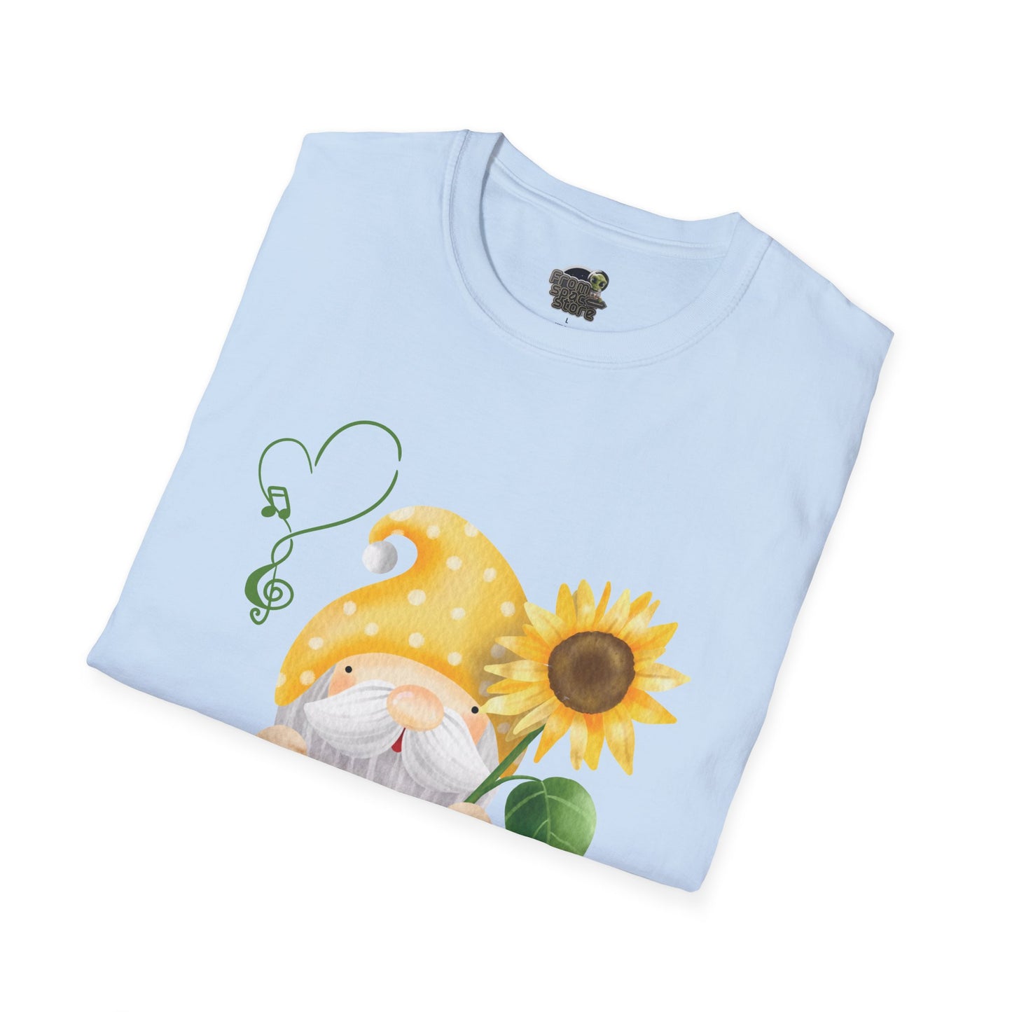 Gnome with Sunflower Unisex T-Shirt: Sunshine, Smiles & Secret Songs