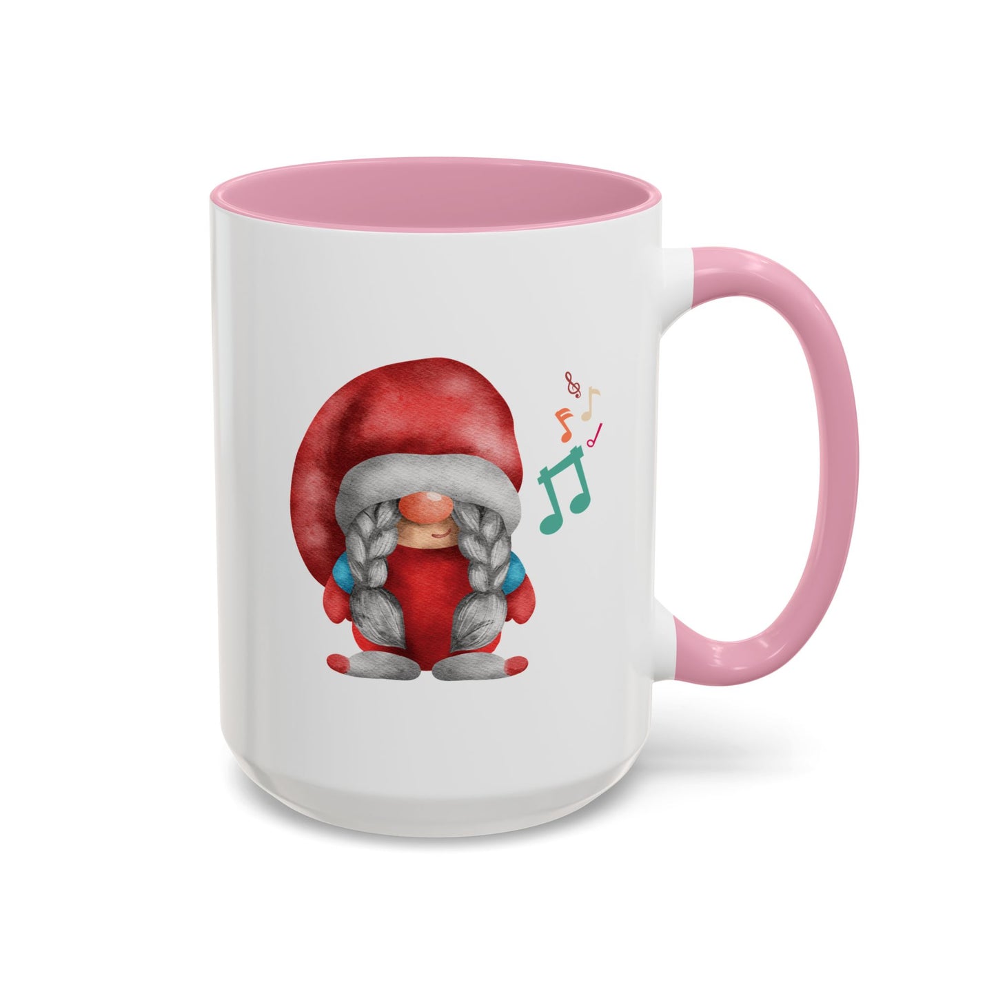 Cute Gnome Mug - Red & White - Perfect Holiday Gift idea 15oz Pink