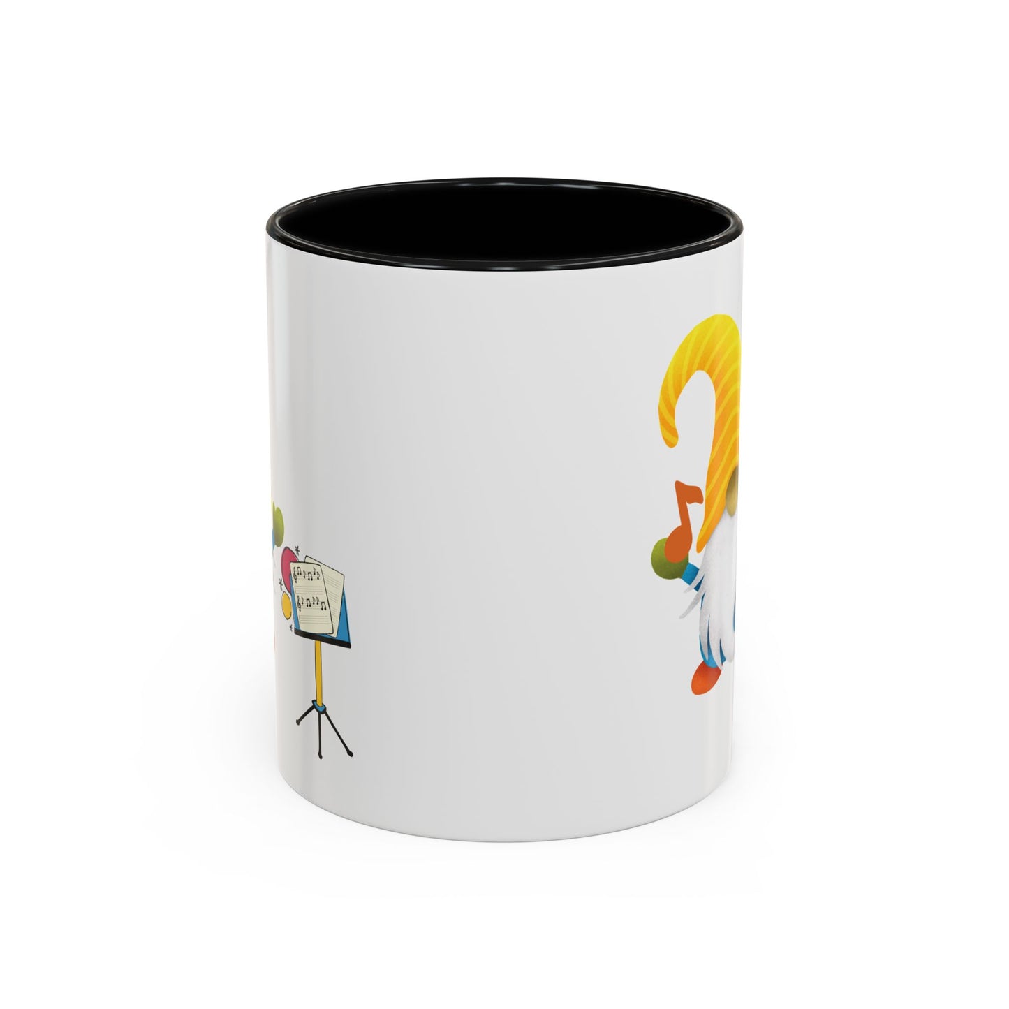 Whimsical Gnome Music Stand Mug - Perfect Gift for Music Lovers 11oz Black