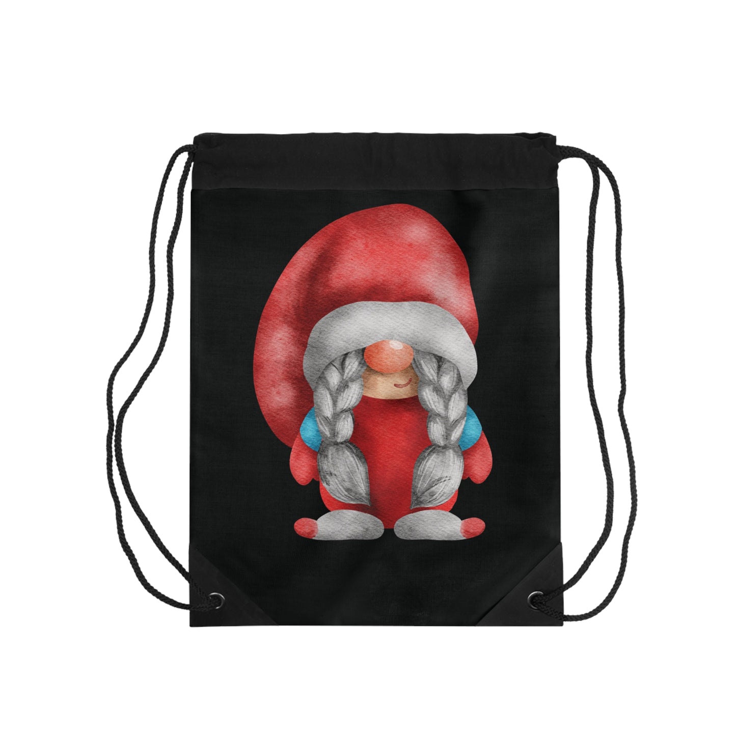 Whimsical Red Braided Gnome Drawstring Bag: Melodies & Charm on the Go
