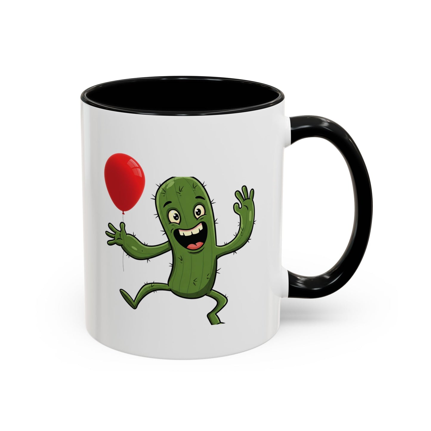 Cactus Mania Happy Cactus with Balloon Mug - Fun Ceramic Coffee Cup for All 11oz Black