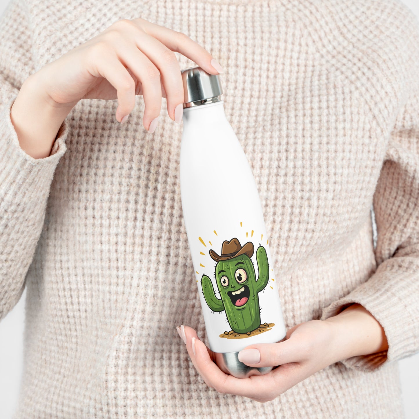 Cactus Cowboy Water Bottle – Fun, Insulated Stainless Steel 20oz for Everyday Adventures