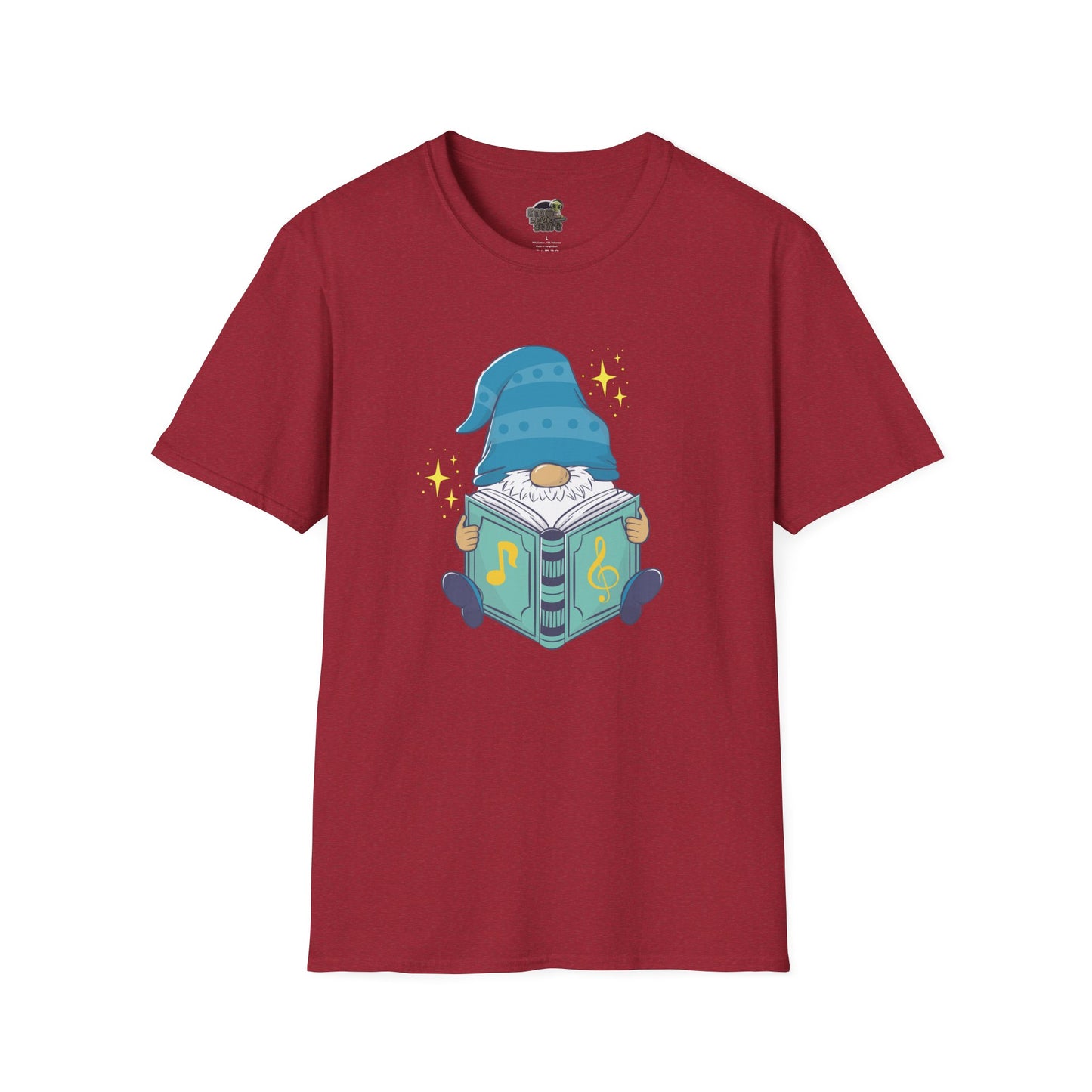 Mystical Book-Reading Gnome Unisex T-Shirt: Stories & Sparkle Antique Cherry Red