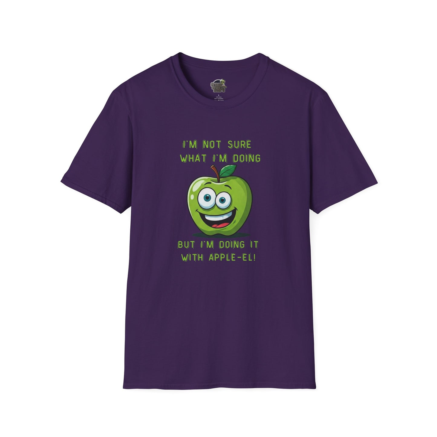 Apple-El t-shirt: Funny Smiling Apple Positive Tee Purple
