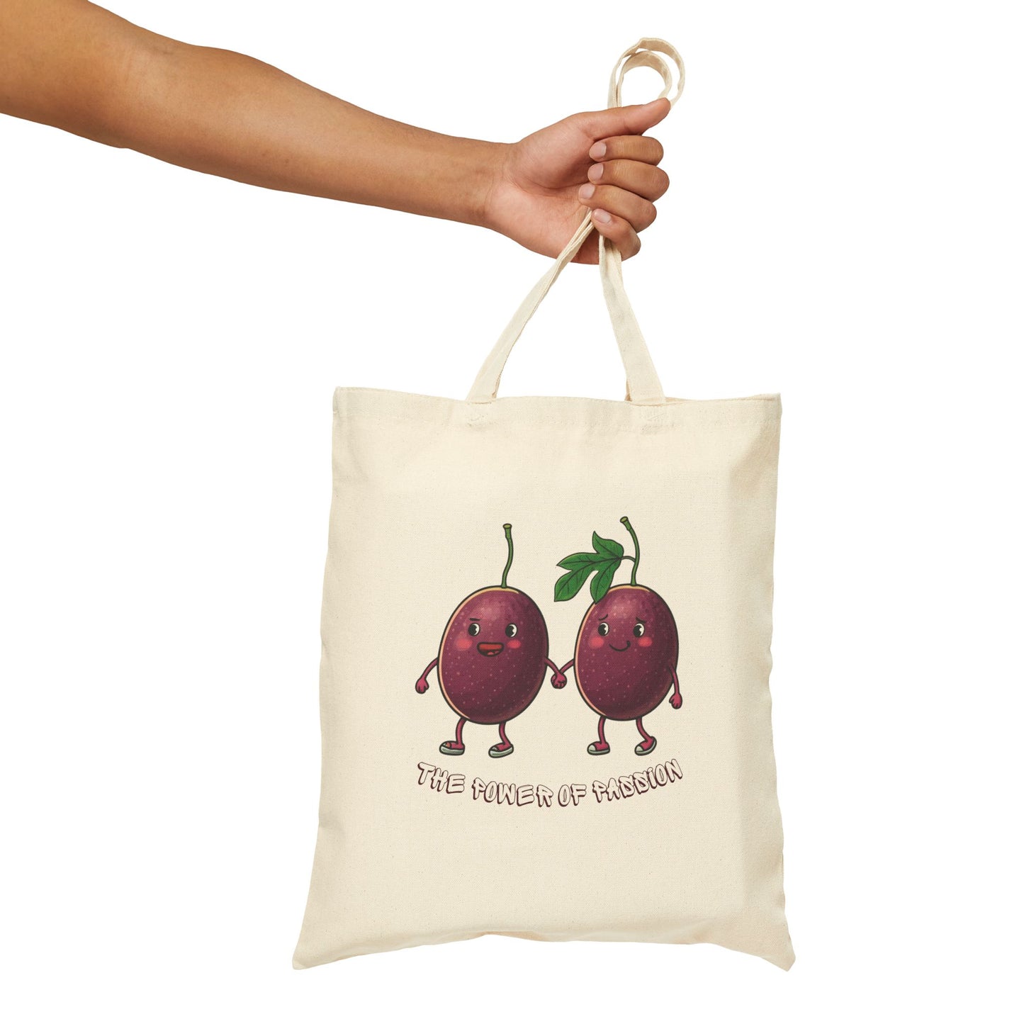 Power of Passion Tote Bag: Funny Holding Hands Fruit Bag