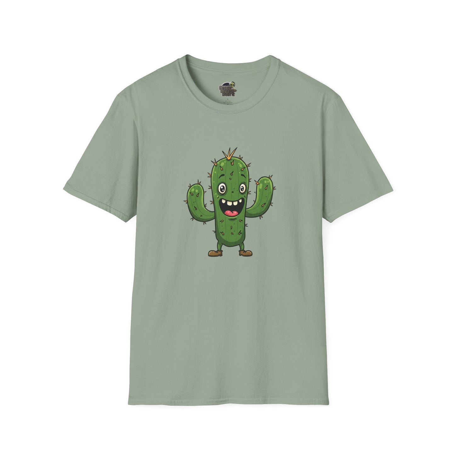 Cactus Mania T-Shirt: Joyful Cactus Tee | Organic Cotton & Stretchy Comfort Sage